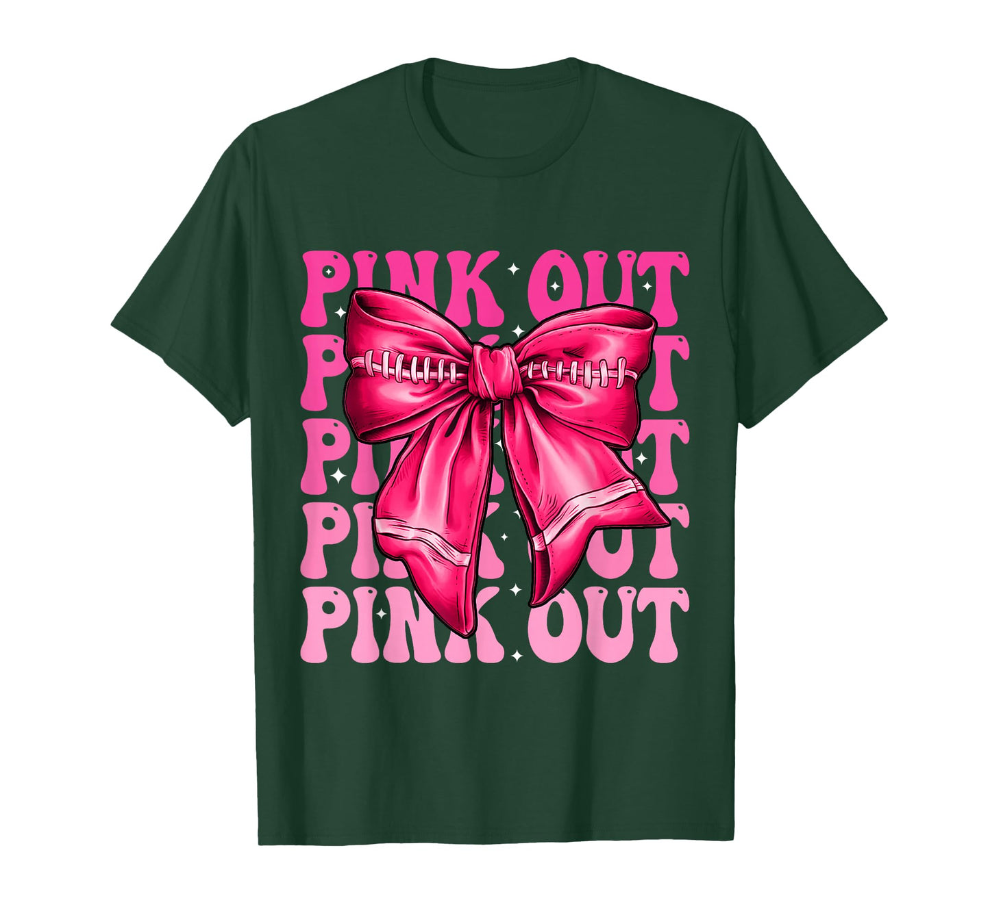 Pink Out Breast Cancer Football Coquette Bow Mom Girls Women T-Shirt