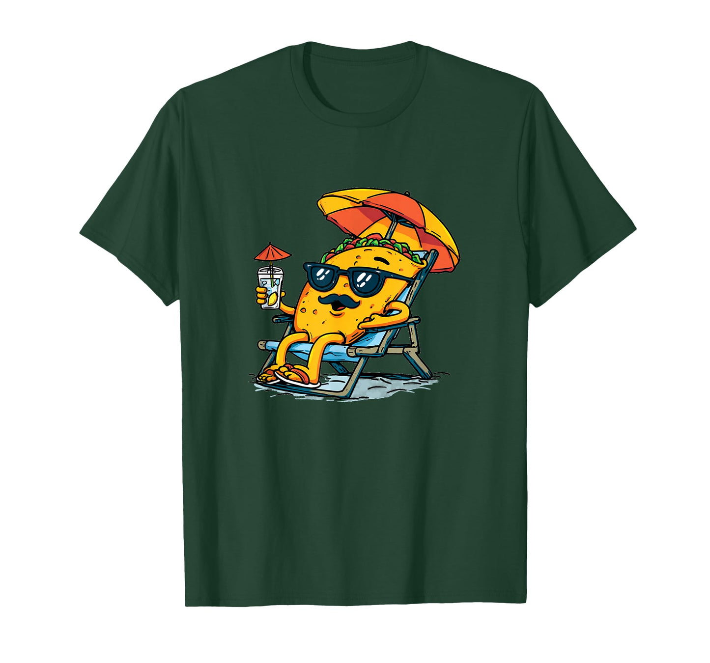 Taco Sunglasses with Beard for Vacation Lovers T-Shirt
