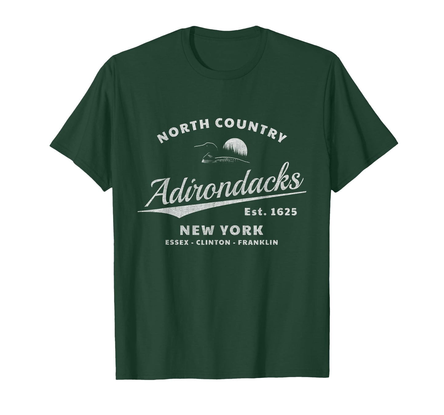 Adirondacks New York - Loon in Mountain Sunset - Throwback T-Shirt