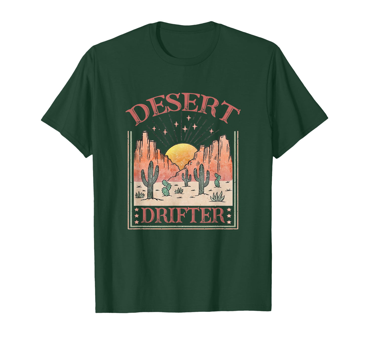 Desert Drifter Retro Boho Cactus Sun Western Rodeo Nature T-Shirt