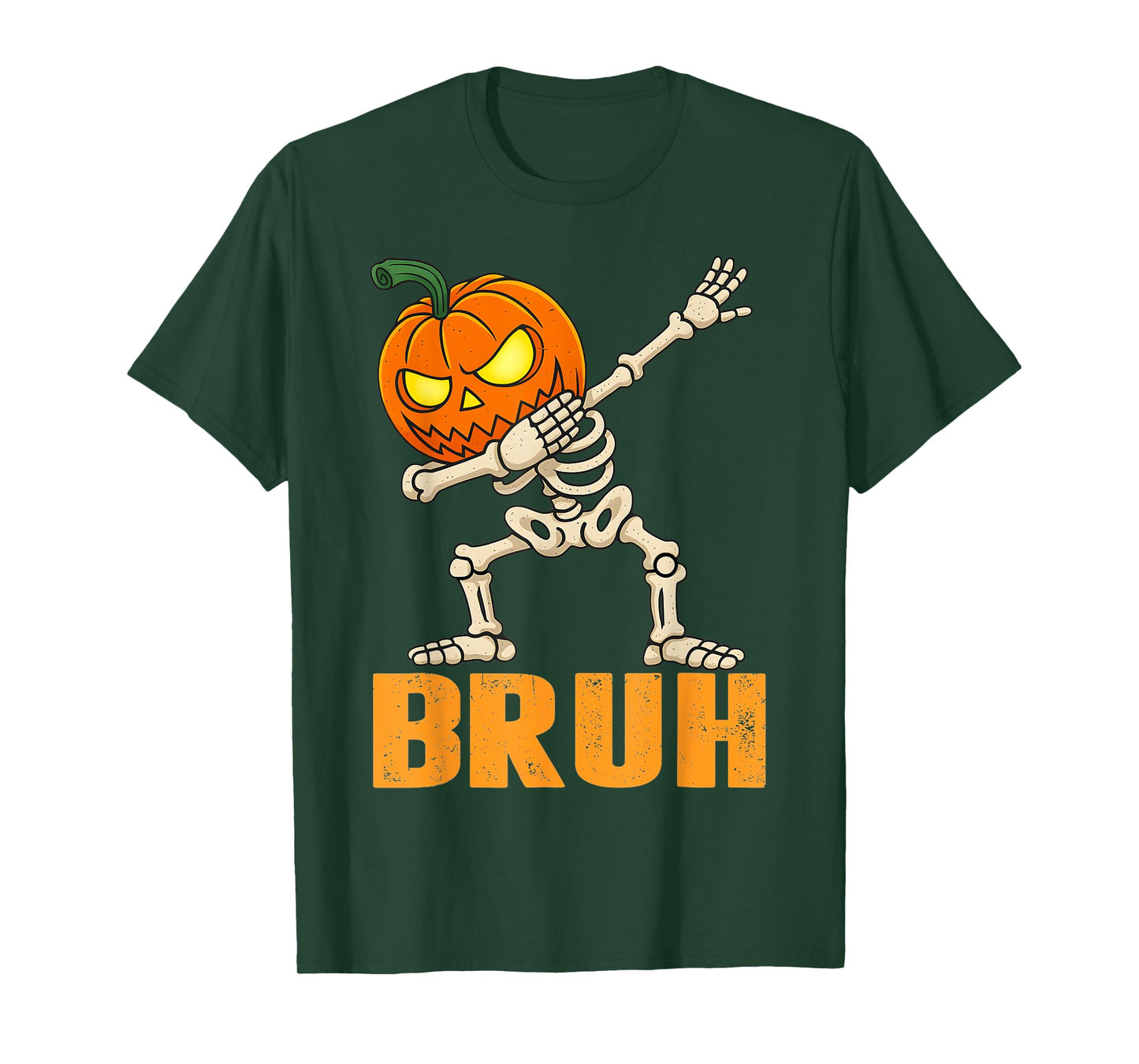 Bruh Skeleton Halloween Dabbing Boys Pumpkin Jack O Lantern T-Shirt