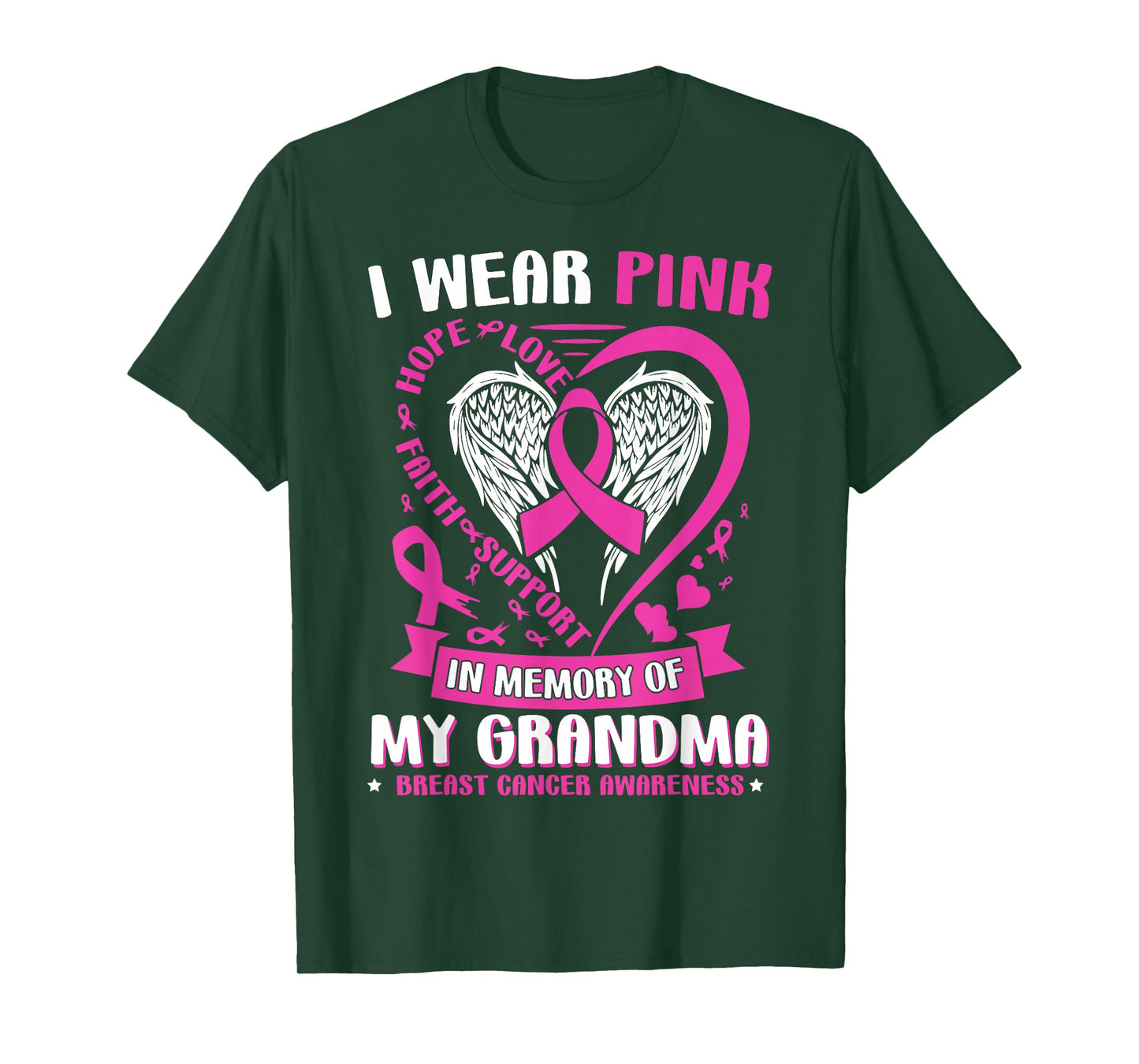 I Wear Pink in Memory of My Grandma Breast Cancer Awareness T-Shirt