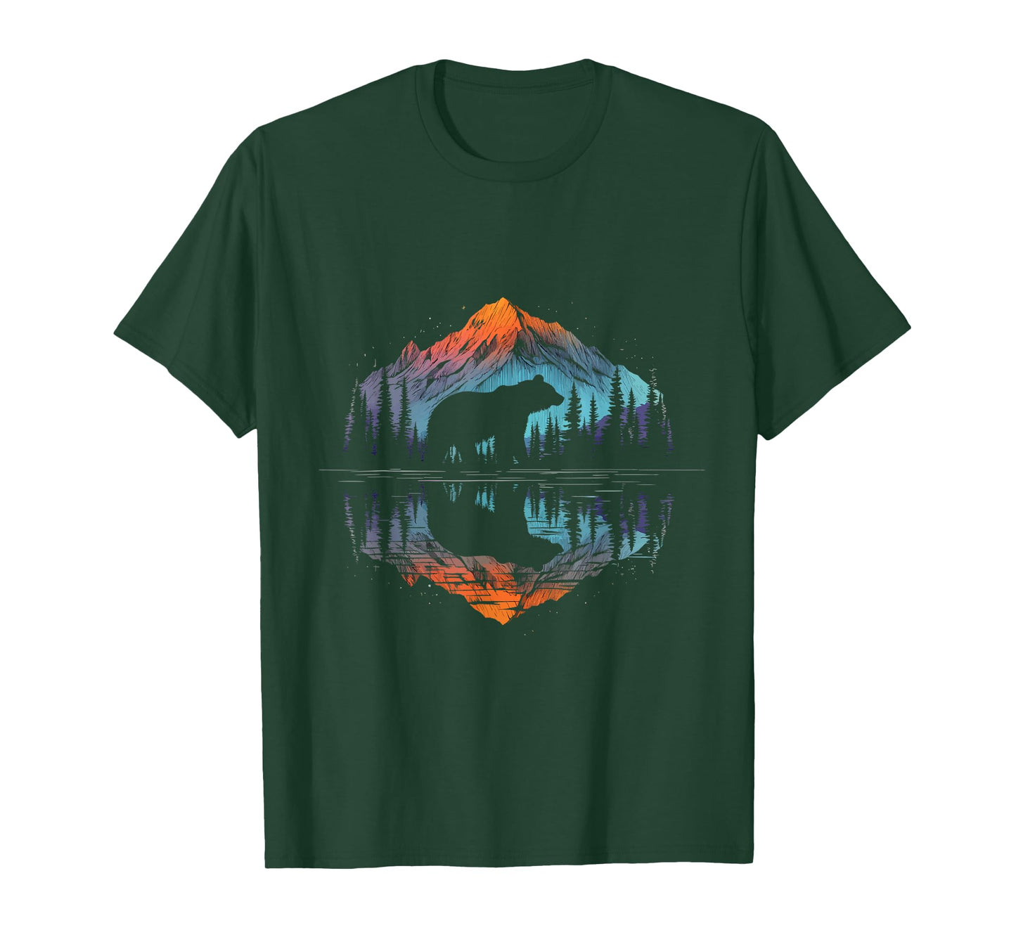 Mountain Bear Reflection Wildlife Nature Outdoor Forest T-Shirt