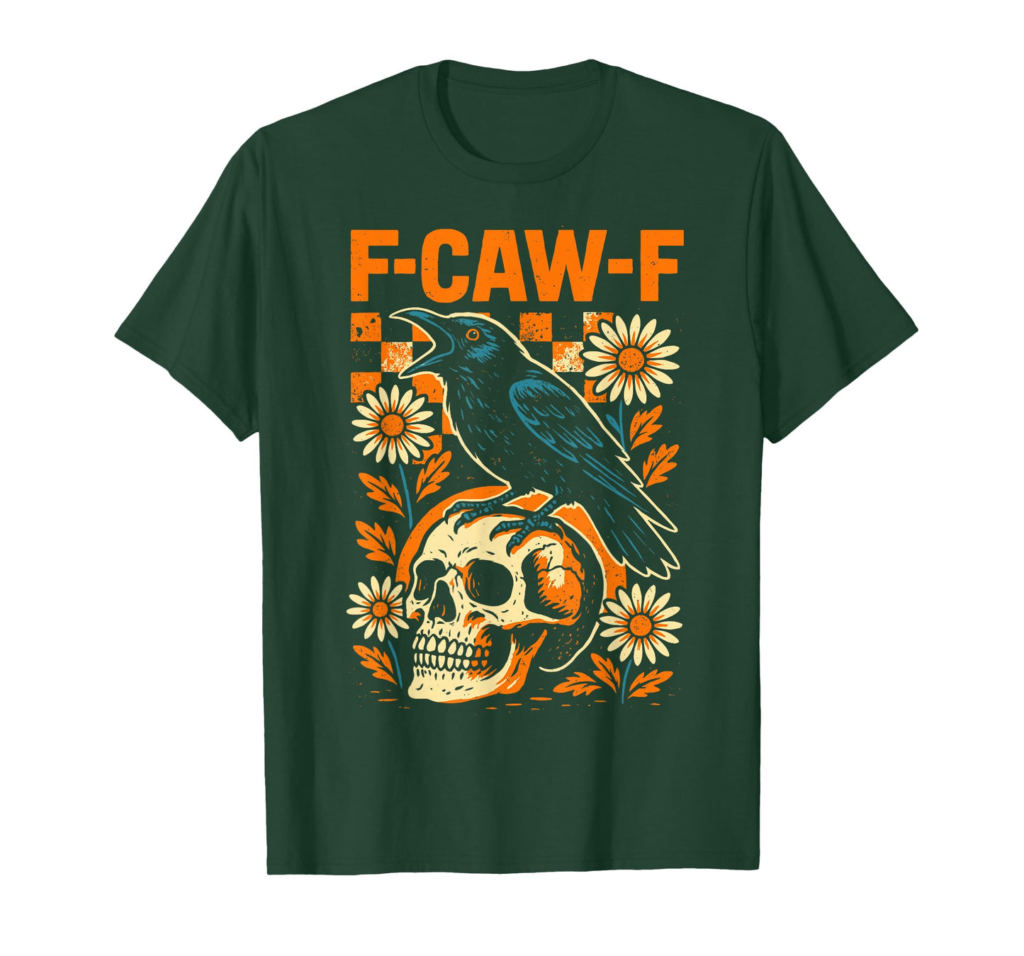Crow F-Caw-F Funny Black Rook Bird Flowers Adult Humor T-Shirt