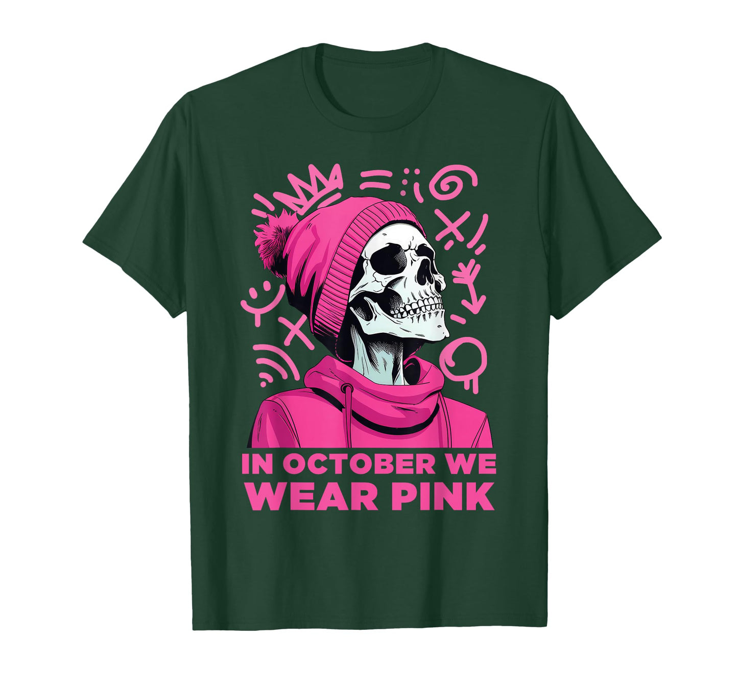 In October We Wear Pink Halloween Breast Cancer Awareness T-Shirt