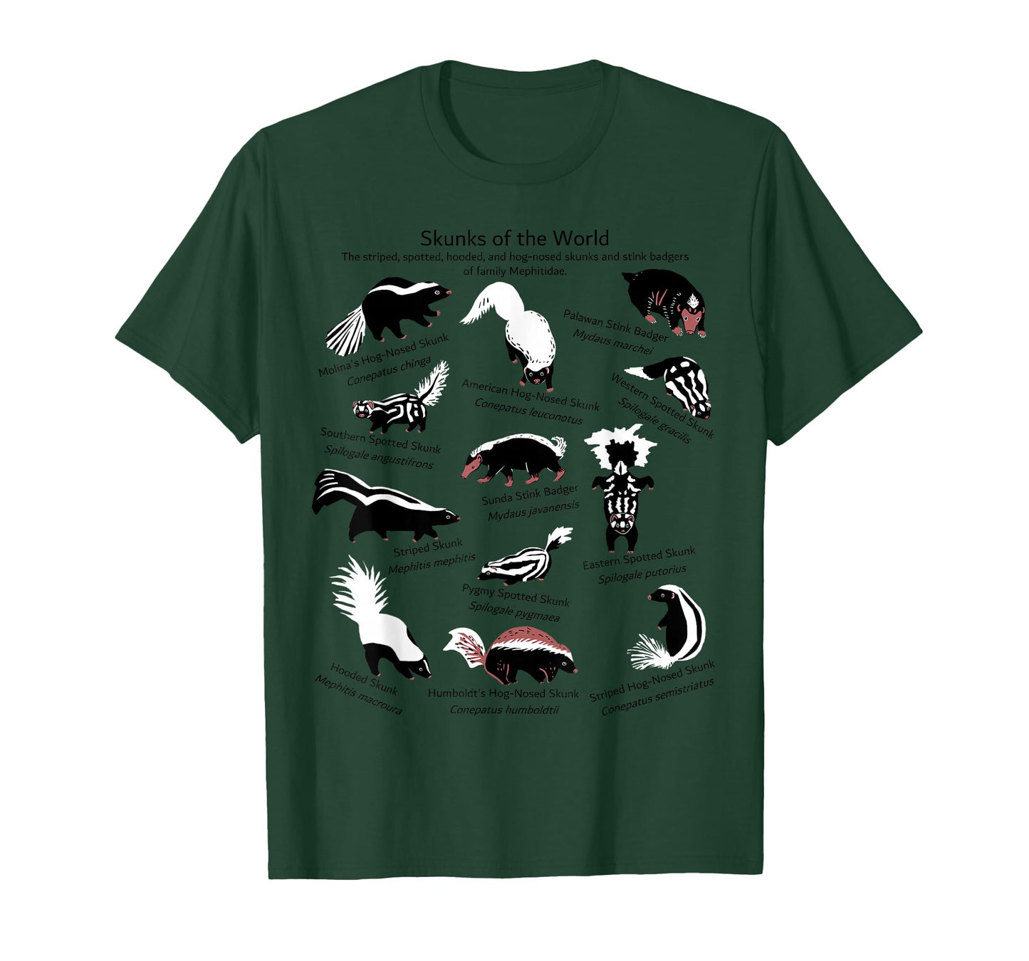 Skunks of the World: Species of Mephitidae T-Shirt