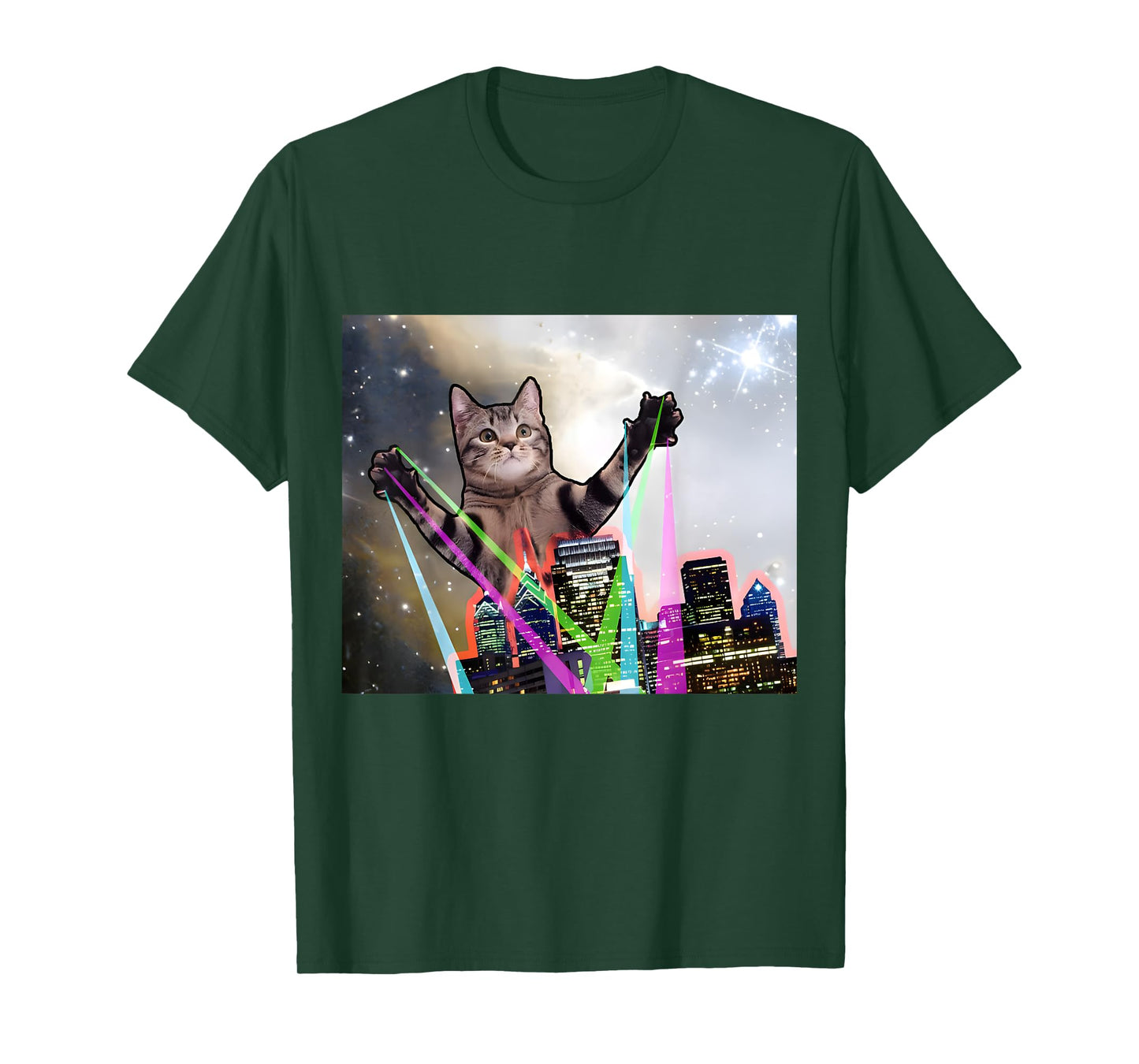 Laser Eyes Space Cat Funny Laser Cat Cute Space Cat Kitten T-Shirt