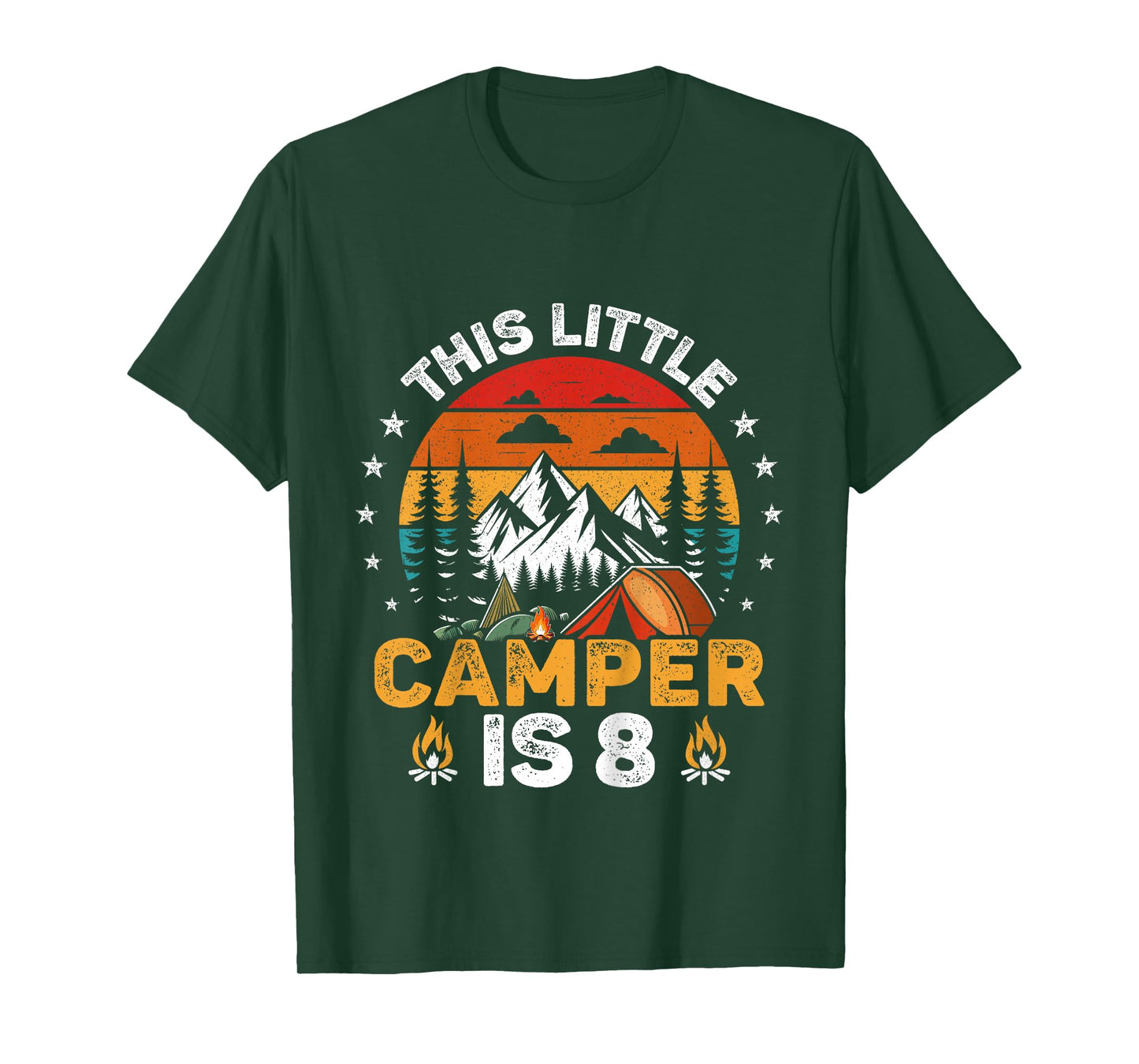 Kids This Little Camper is 8 Year Old Camping 8th Birthday Party T-Shirt