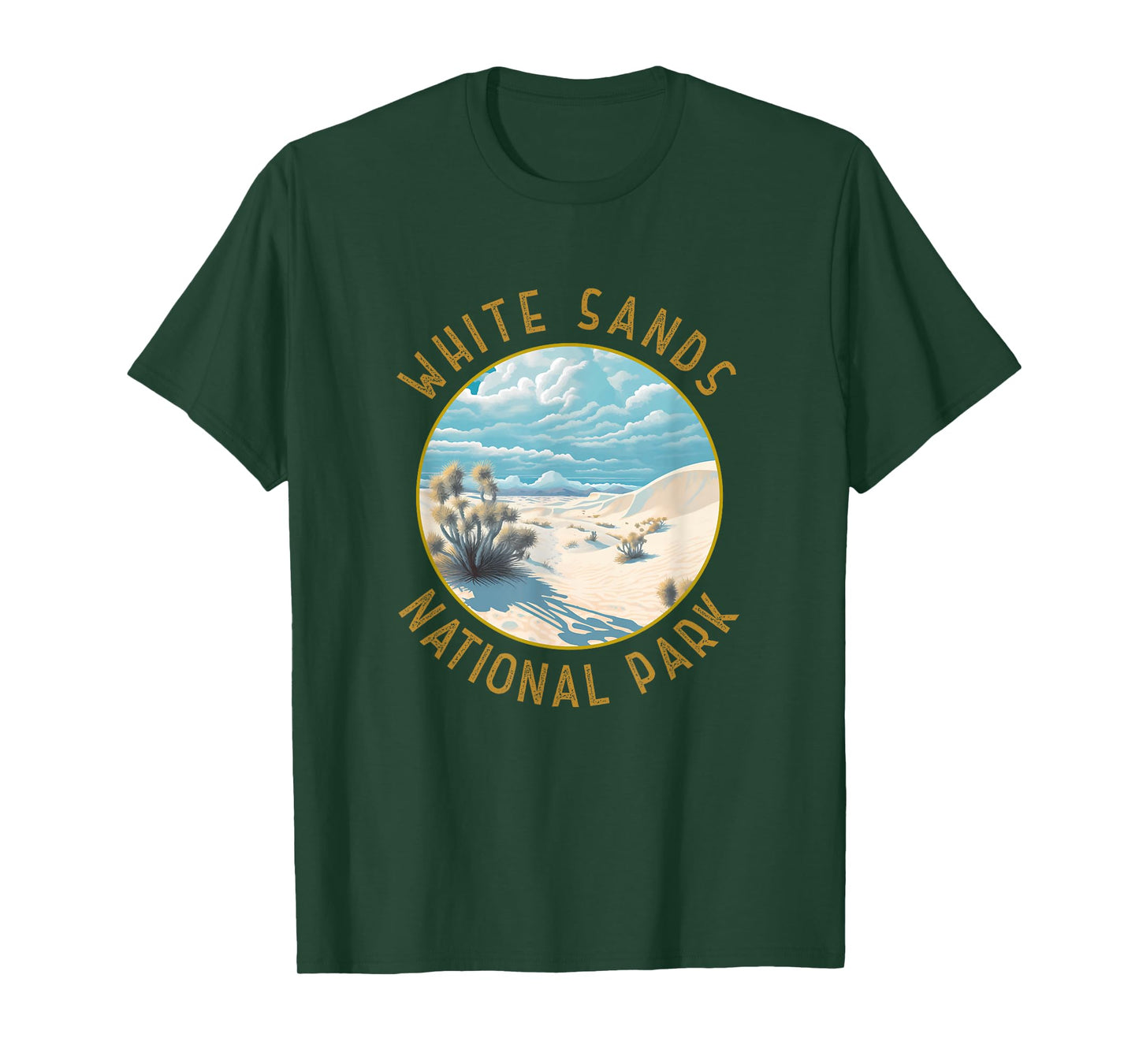 White Sands National Park Illustration Distressed Circle T-Shirt