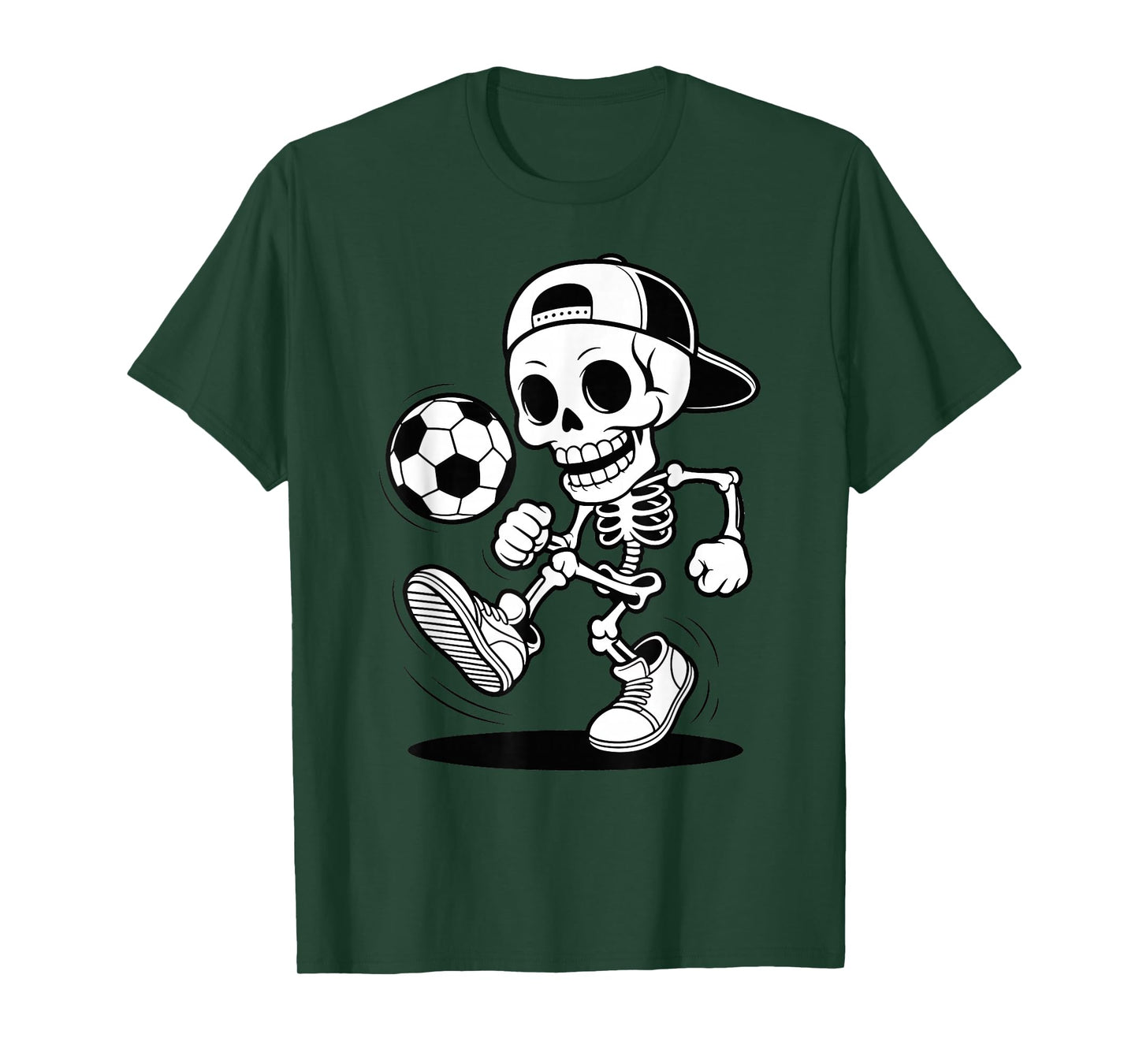 Halloween Soccer Skeleton Kicking Ball Cartoon T-Shirt