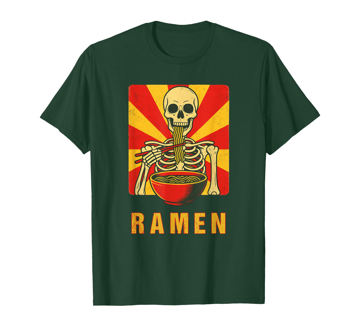 Halloween Skeleton Ramen Noodles Retro Japanese Goth T-Shirt