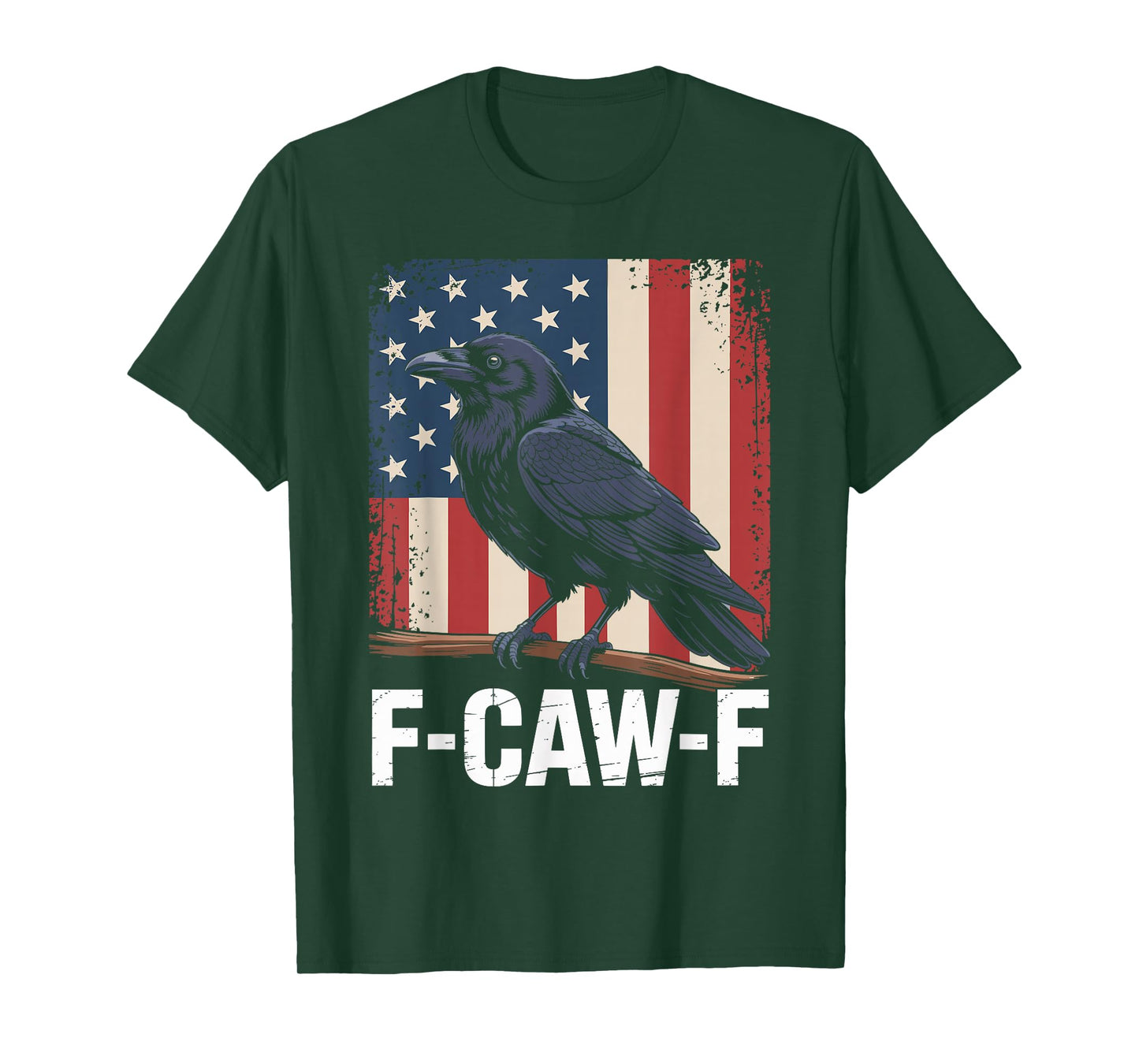 F Caw F Black Crow Black Bird Retro USA Flag Vintage T-Shirt