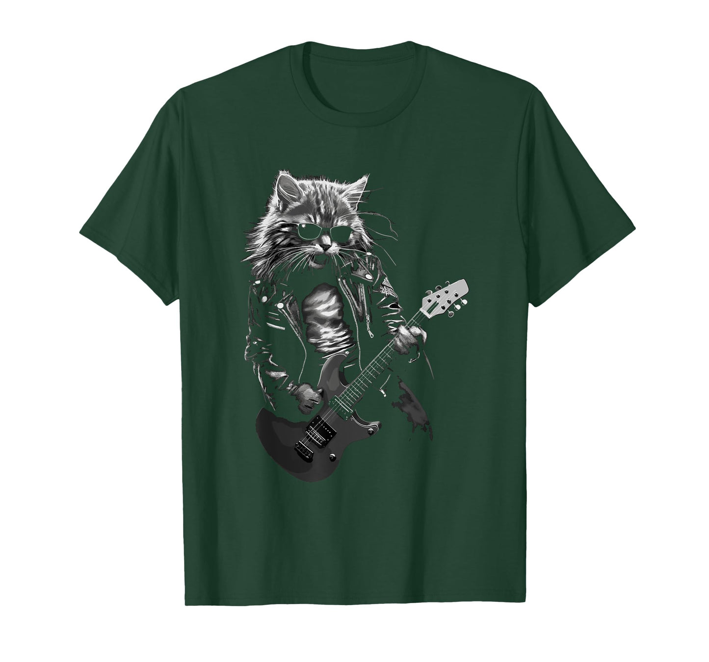 Rock & Roll Music Concert Festival Cat Rock Guitar T-Shirt