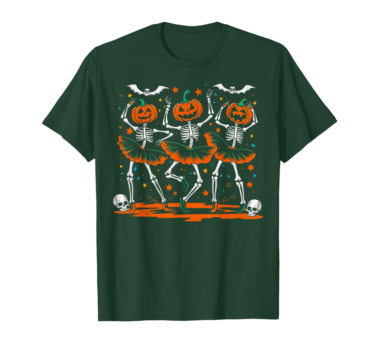 Ballet Pumpkin Skeleton Scary Halloween Men Women Kids T-Shirt