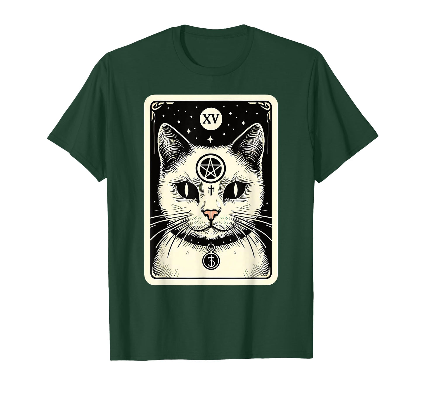 Tarot Card Cat The Devil, Satanic Goth Halloween Cat Men Women T-Shirt