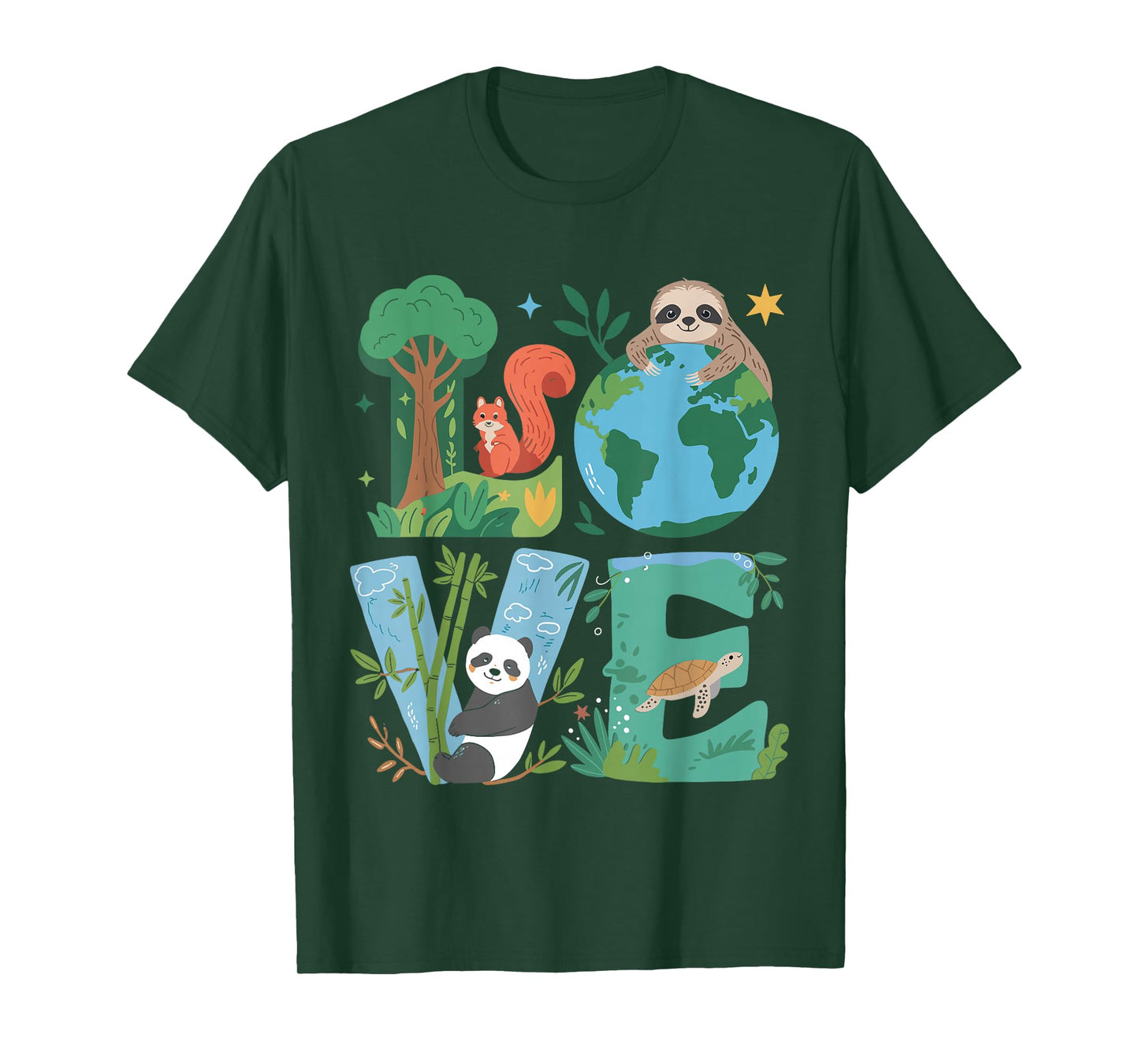 Love Earth Day Planet 2025 Anniversary Environmental Animals T-Shirt