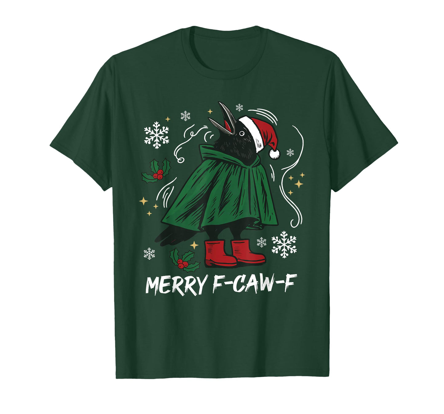 Christmas Black Crow, F-Caw-F Funny Black Bird Vintage Adult T-Shirt