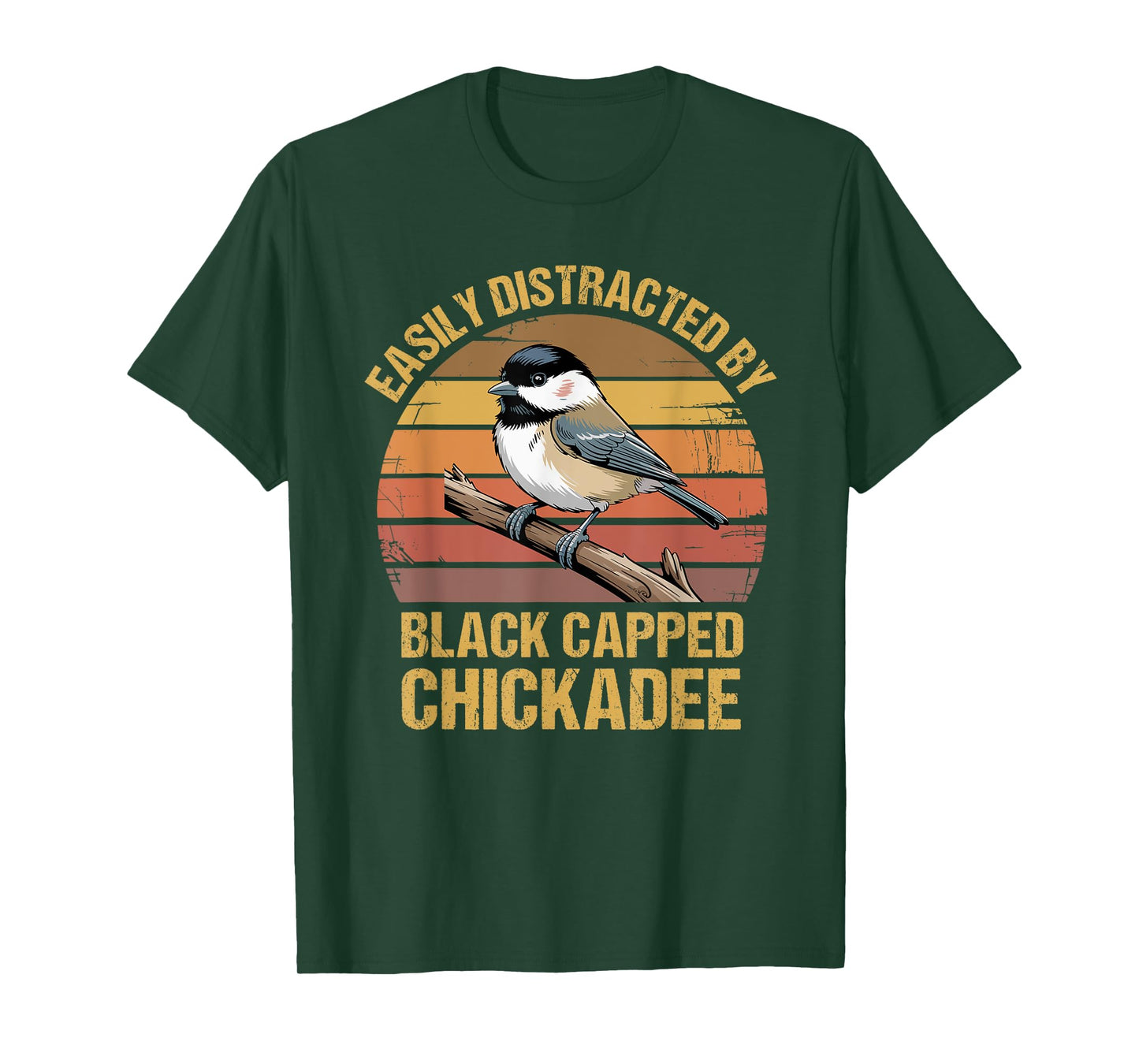 Black Capped Chickadee Bird Watching Lover Vintage Retro Sun T-Shirt