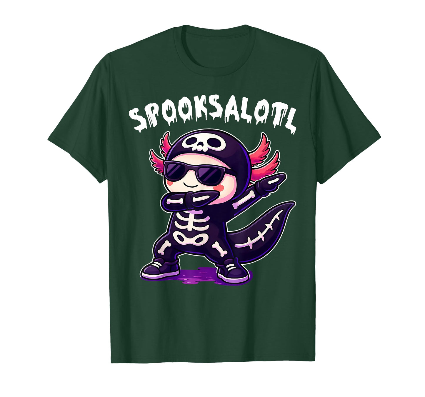 Cute Axolotl Skeleton Spooksalotl Halloween Kids Boys Girls T-Shirt