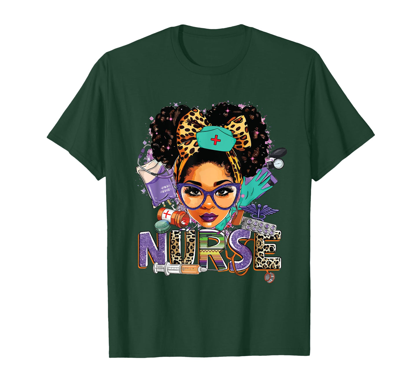 Black Strong Nurse Afro Love Melanin African American Women T-Shirt