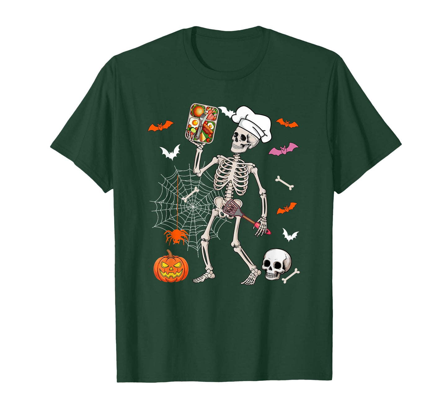 Lunch Lady Job Horror Skeleton Halloween Costume Team T-Shirt