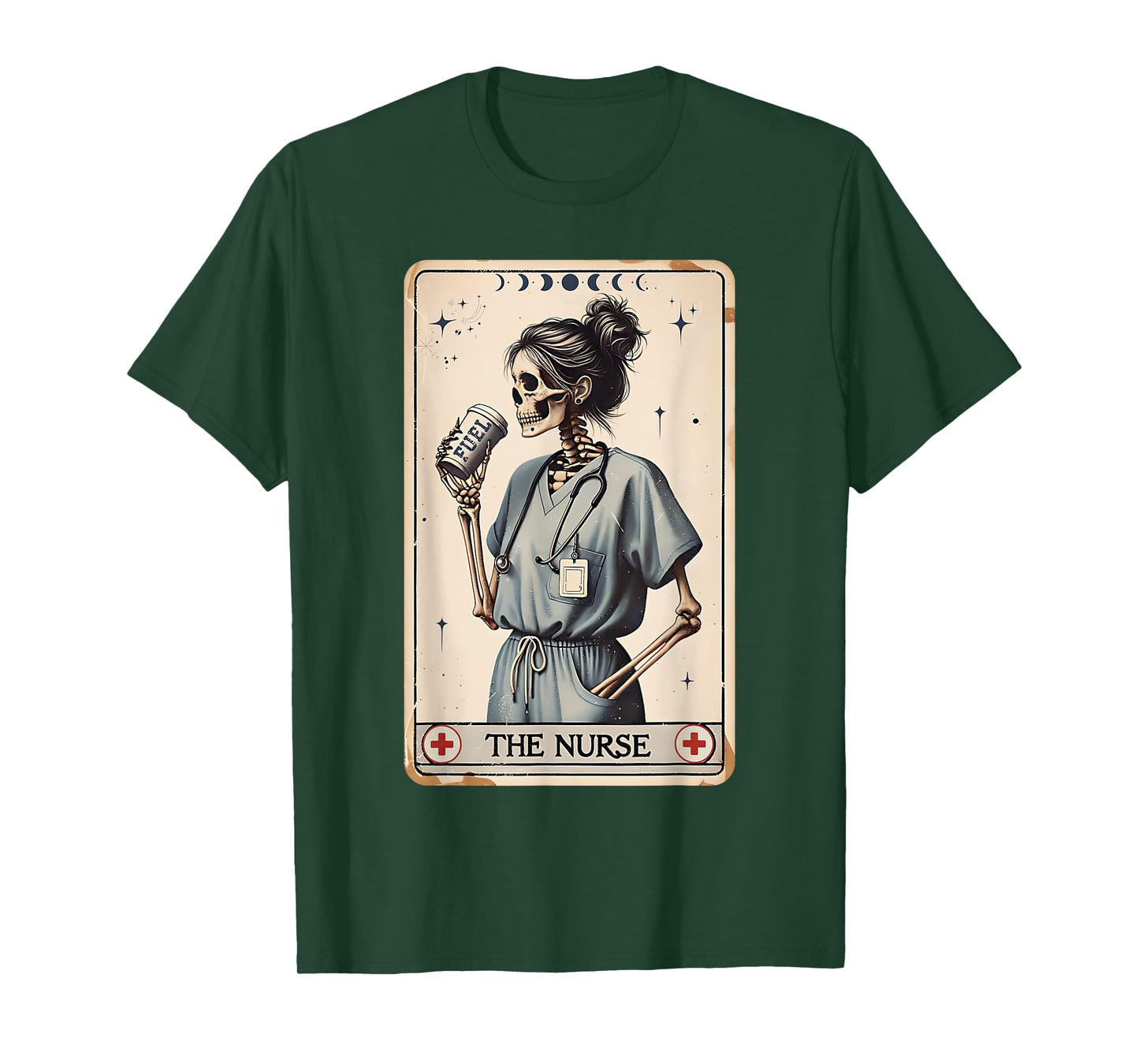 The Nurse Tarot Card Skeleton Coffee Nurses Fuel Nursing T-Shirt