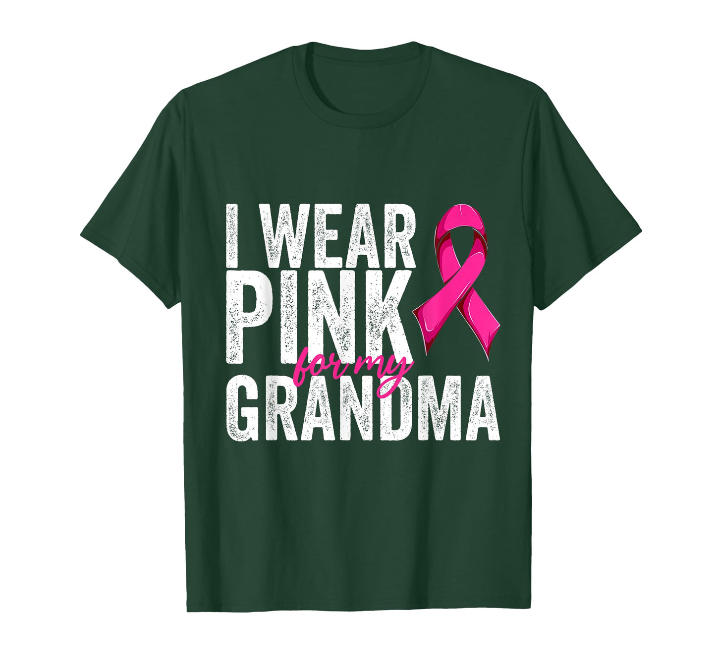 Breast Cancer Wear Pink For My Grandma Pink Ribbon Retro T-Shirt