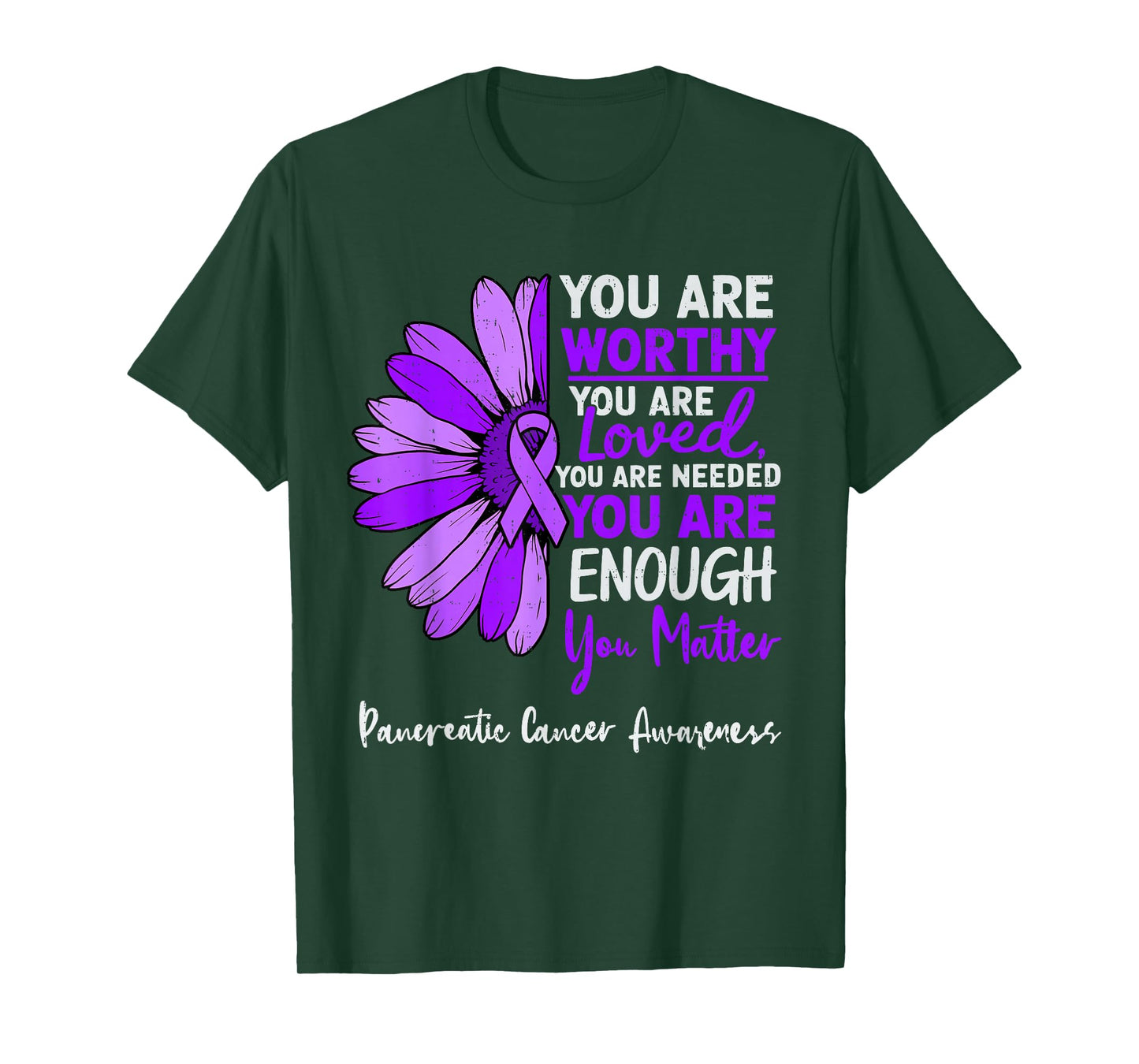 Motivational Pancreatic Cancer Awareness Ribbon Purple T-Shirt