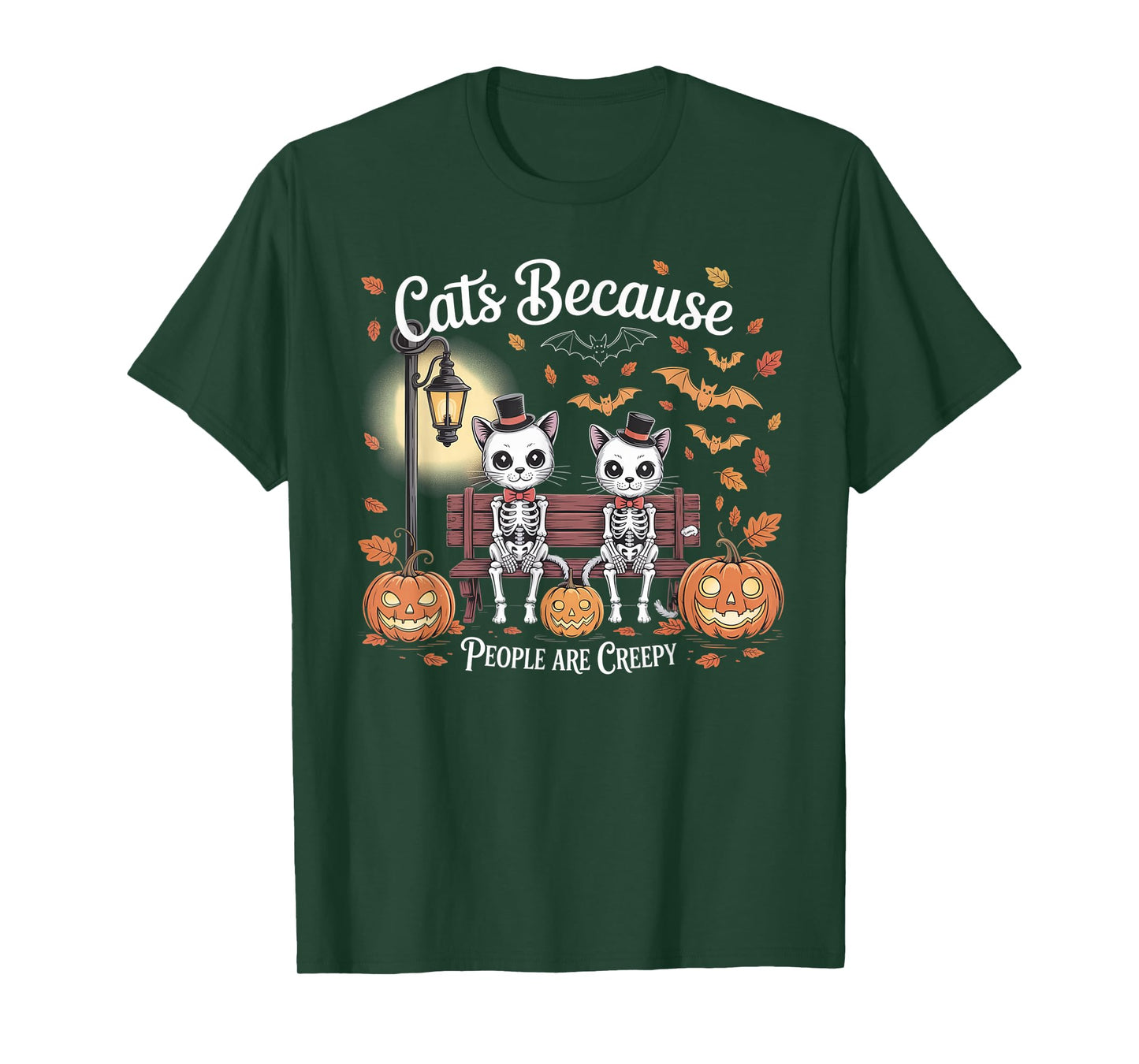 Cats Because People are Creepy Ghost Halloween Cat Mom Kids T-Shirt