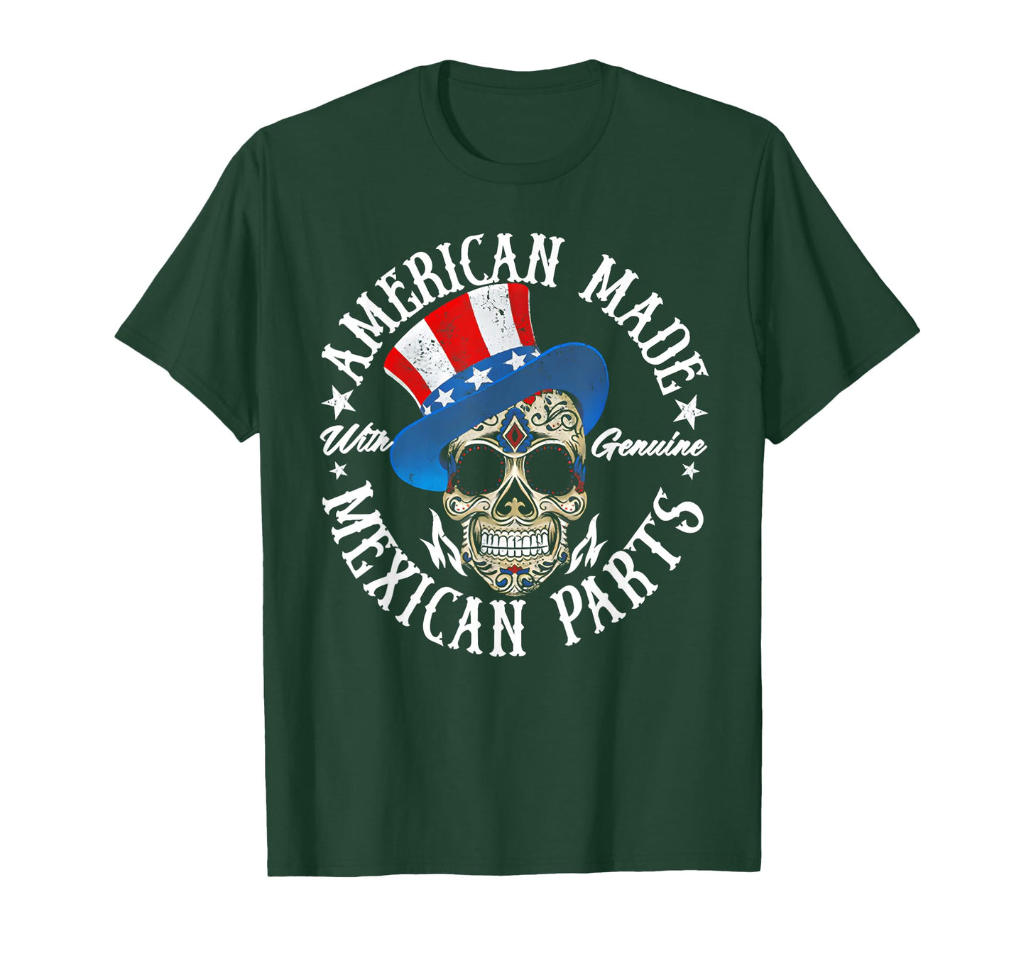 American Made With Genuine Mexican Parts Skull T-Shirt