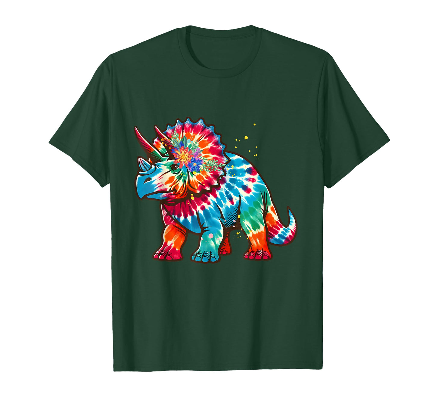Tie Dye Color Triceratops Tie Dyed Dinosaur Prehistoric Dino T-Shirt