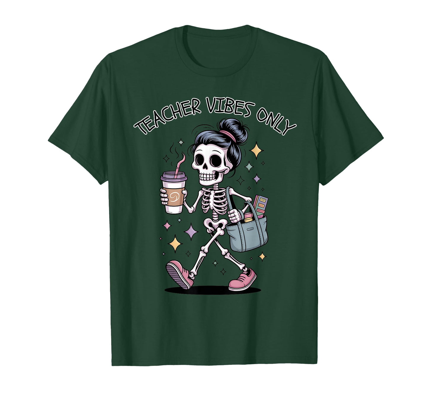 Teacher Vibes Only Skeleton Halloween T-Shirt