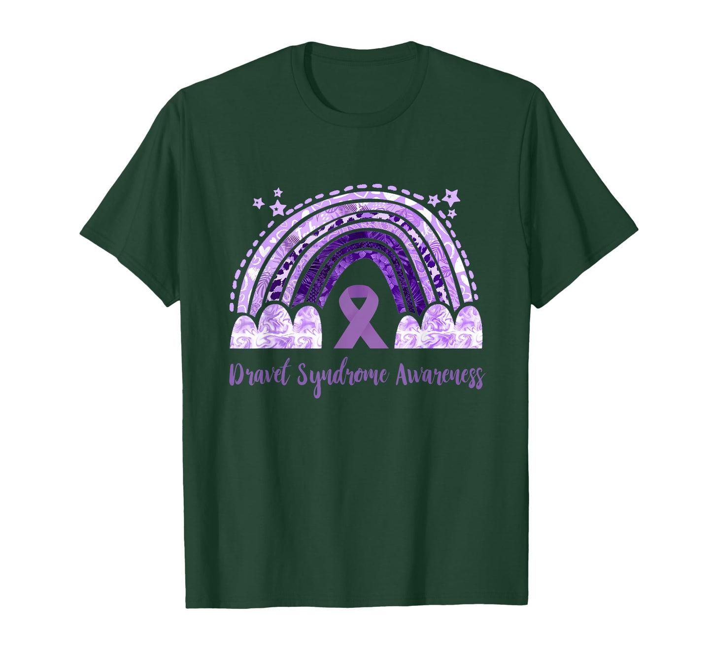 Dravet Purple Ribbon Dravet Syndrome Awareness Rainbow T-Shirt