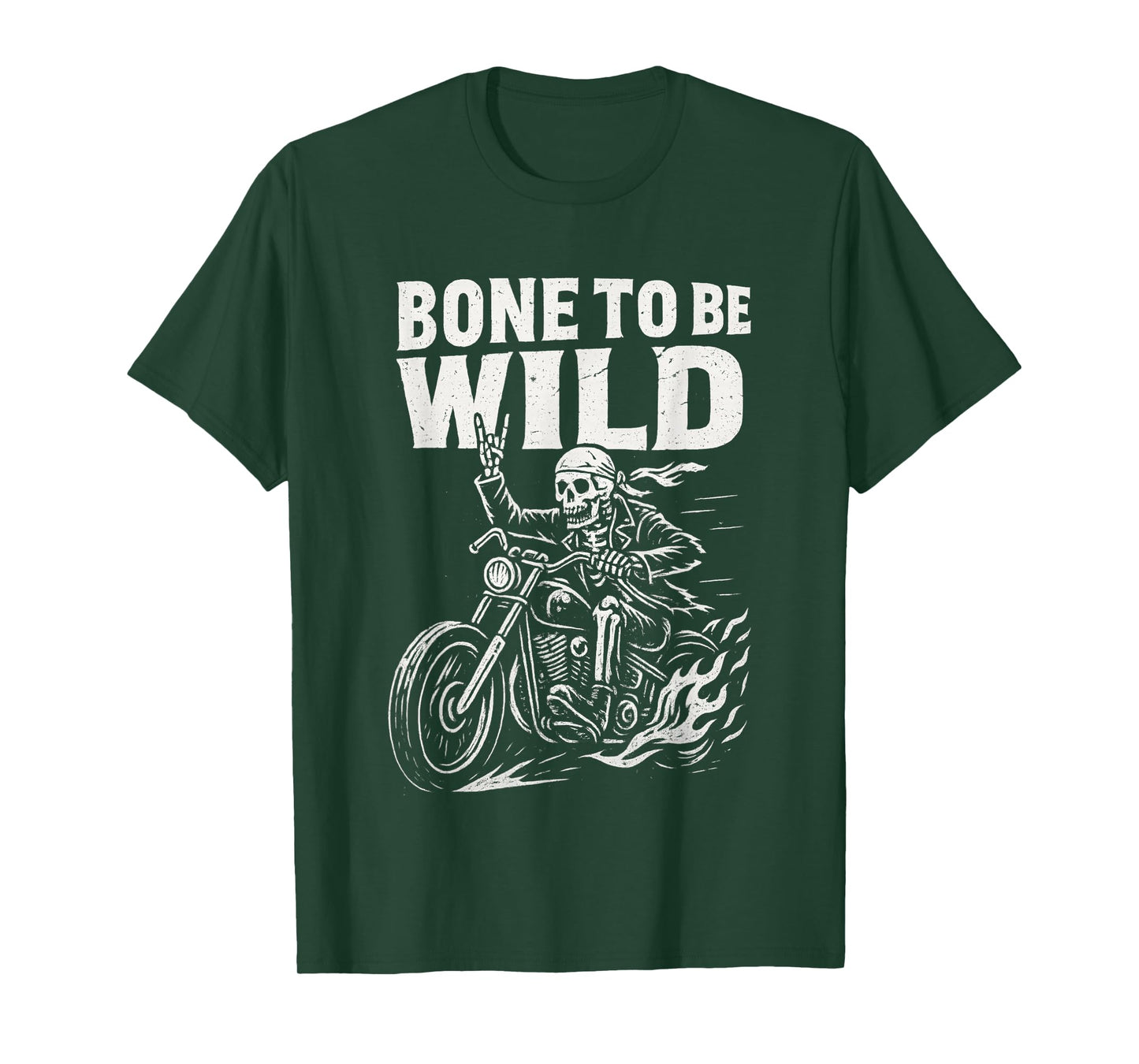 Bone to Be Wild Skeleton Biker Edgy Aesthetic Pun Humor T-Shirt
