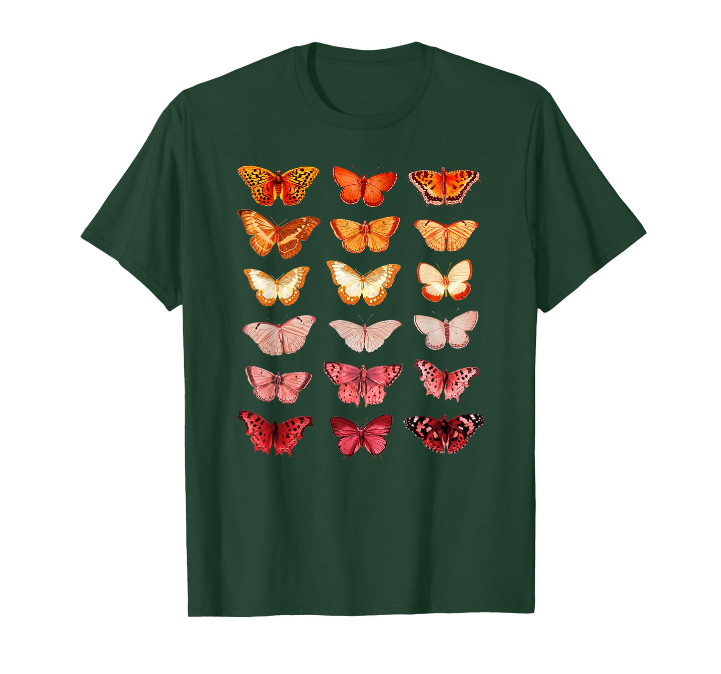 Lesbian Flag Colour Butterfly Subtle Sapphic Pride Aesthetic T-Shirt