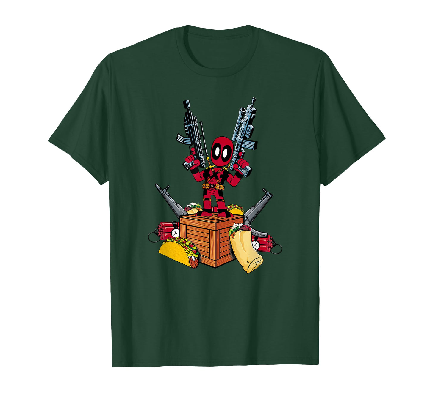 Marvel Deadpool Weapons And Tacos Cute Comic Icon T-Shirt