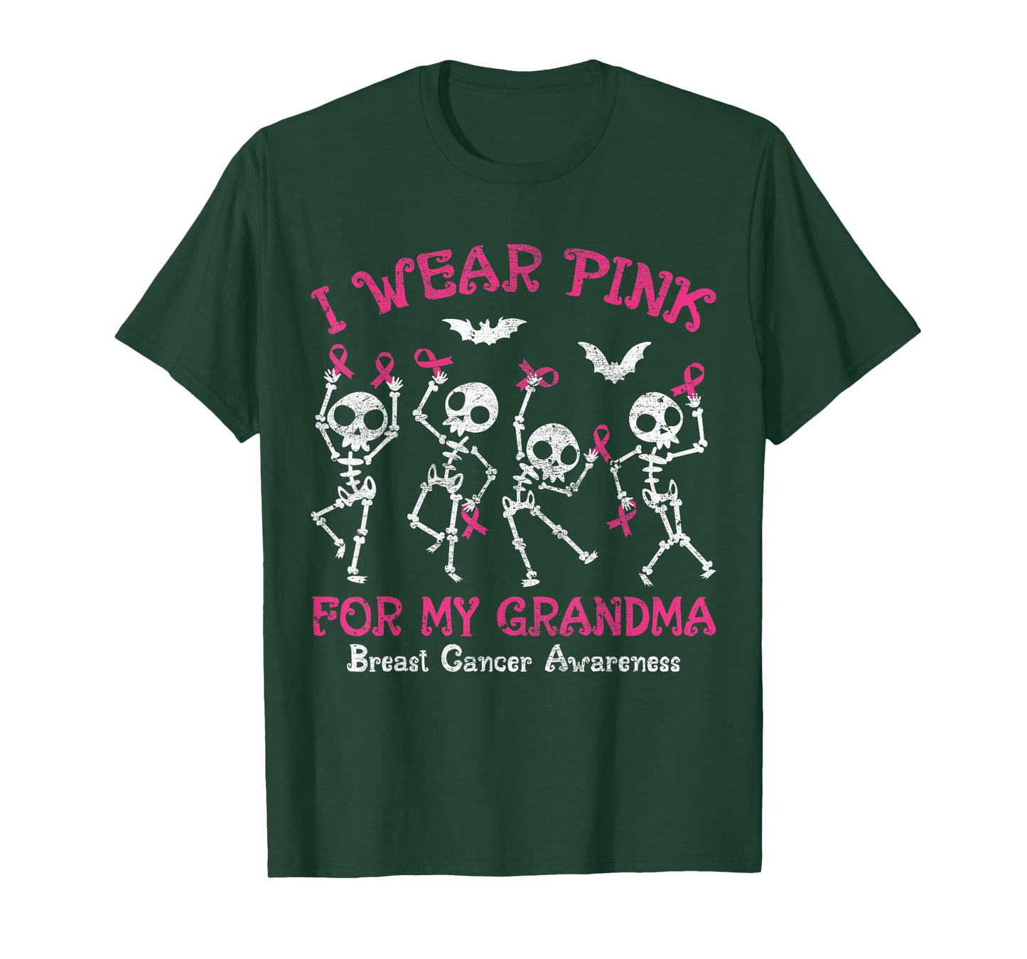I Wear Pink For My Grandma Breast Cancer Awareness Skeletons T-Shirt