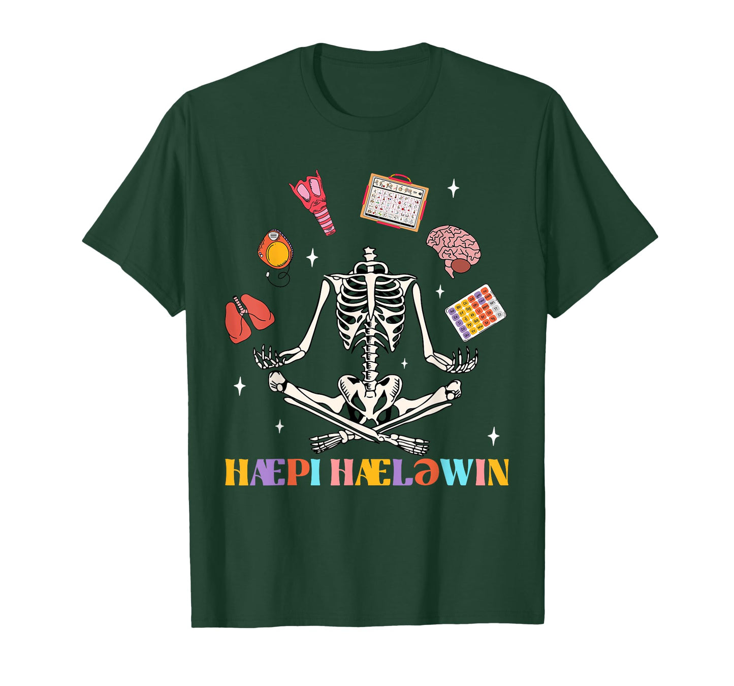 Speech Therapy Therapist SLP Spooky Skeleton Halloween Funny T-Shirt