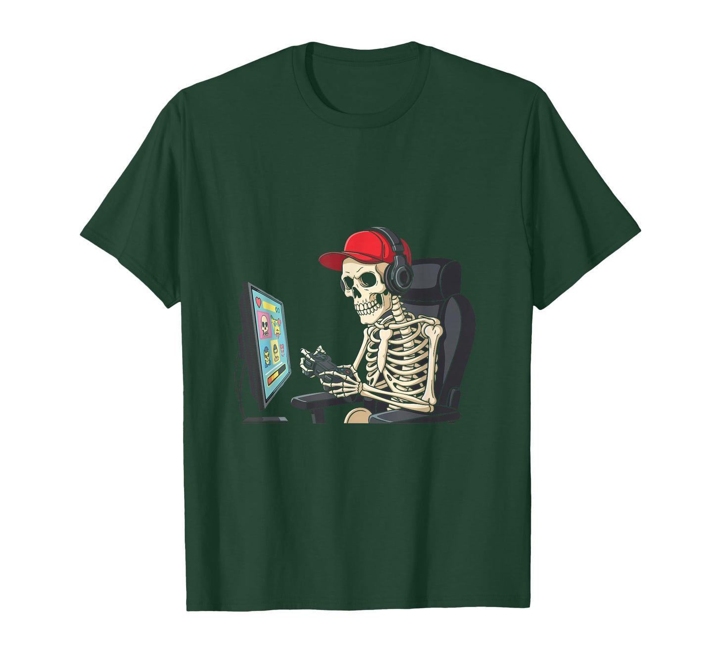Skeleton Gaming Vibes Headphones Controller Funny Halloween T-Shirt
