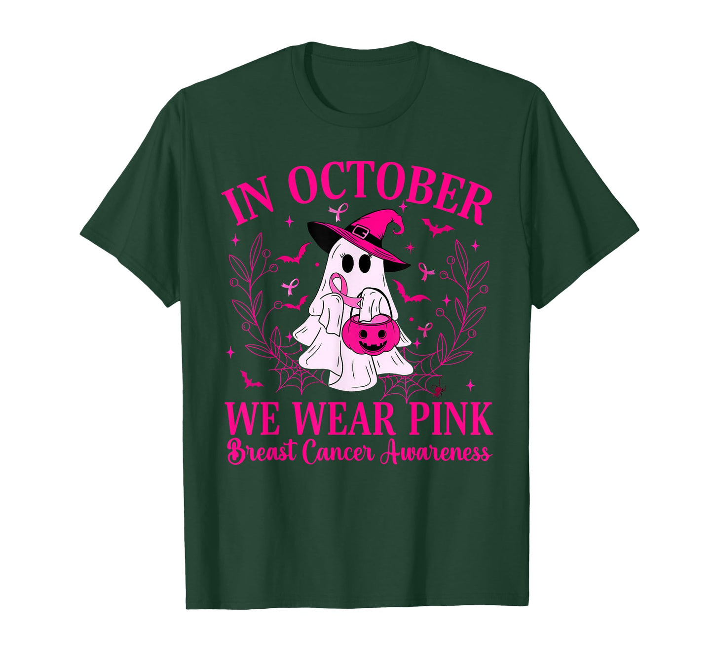 Breast Cancer Women Halloween in October We Wear Pink T-Shirt