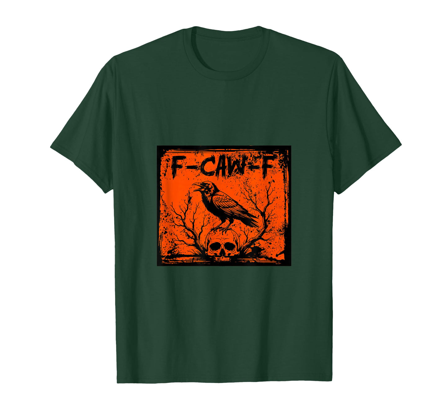 Spooky Crow Raven Skull F-Caw-F Funny Halloween T-Shirt
