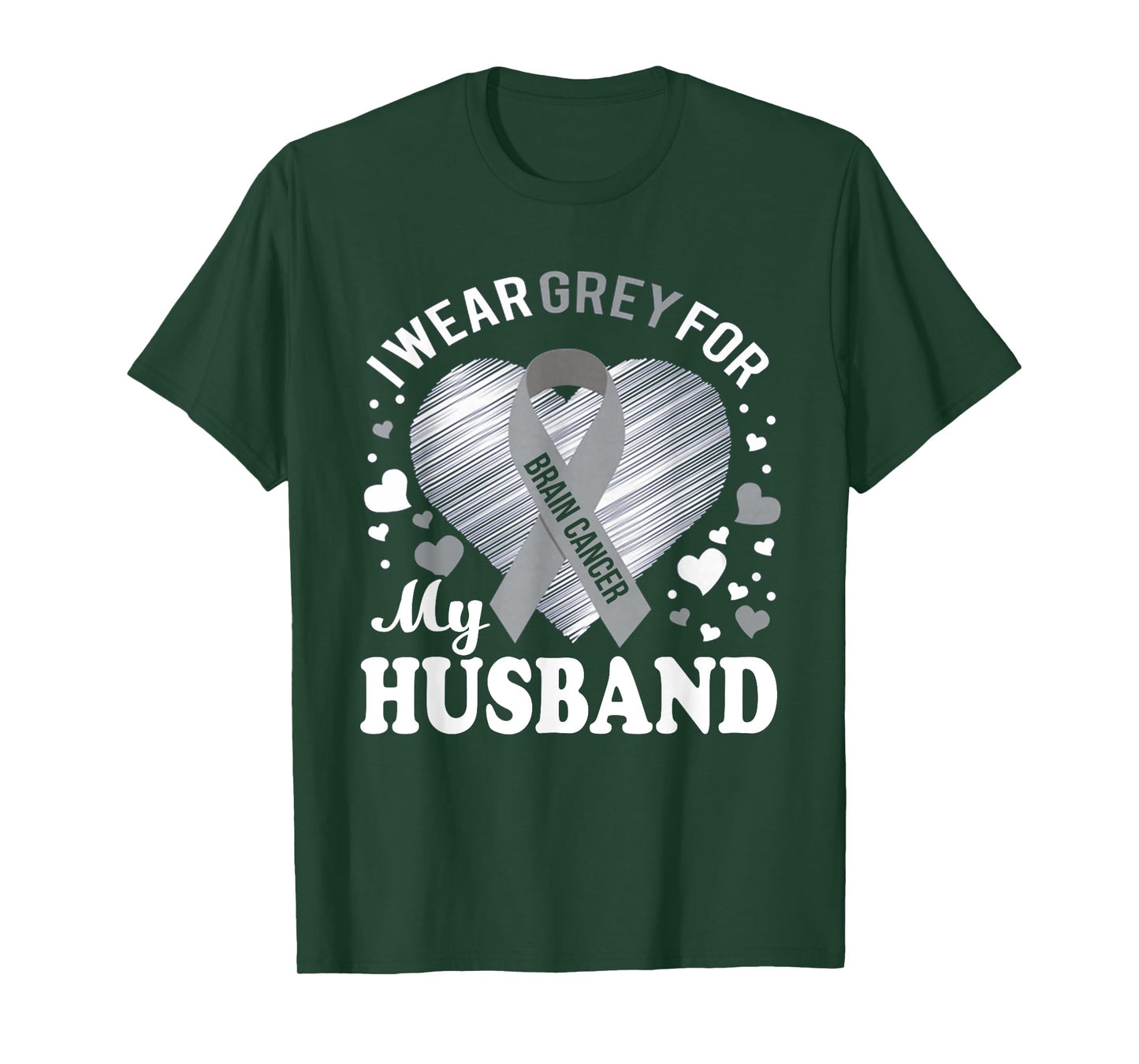 I Wear Grey For My Husband Brain Cancer Awareness T Shirt T-Shirt