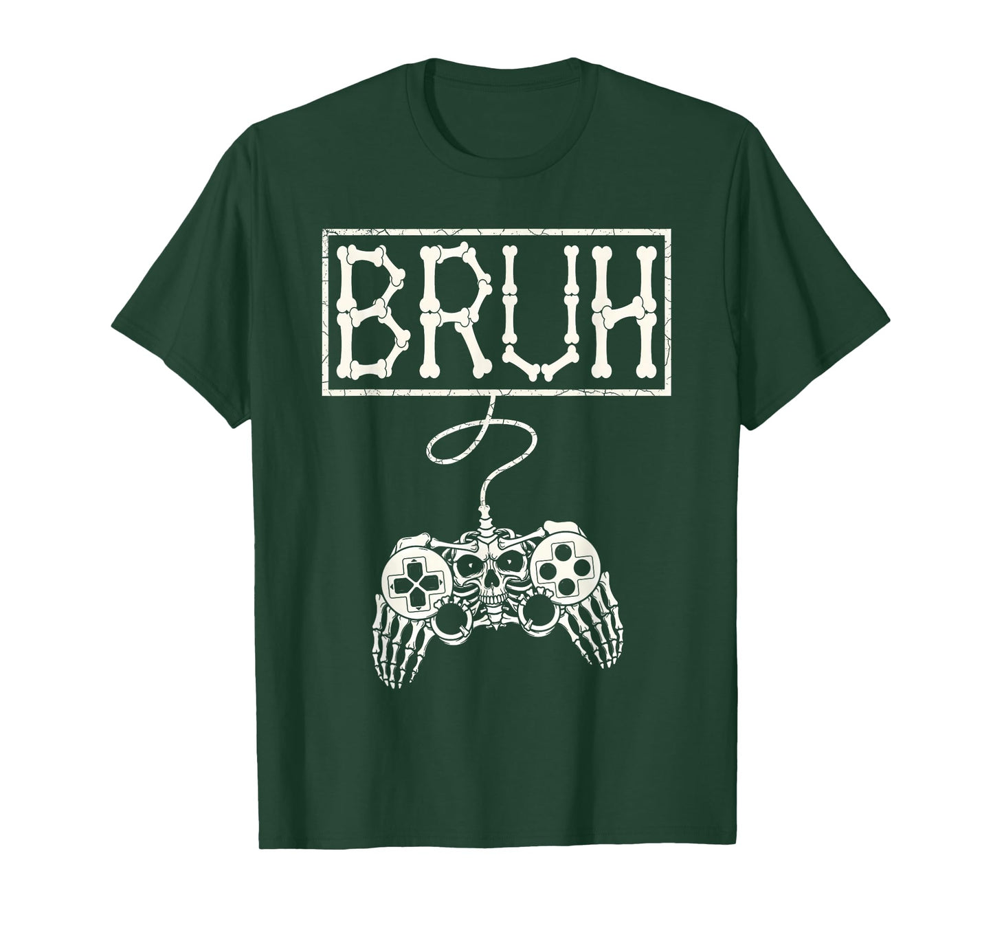 Funny Skeleton Gamer Bruh Controller Skull Video Gaming Boys T-Shirt