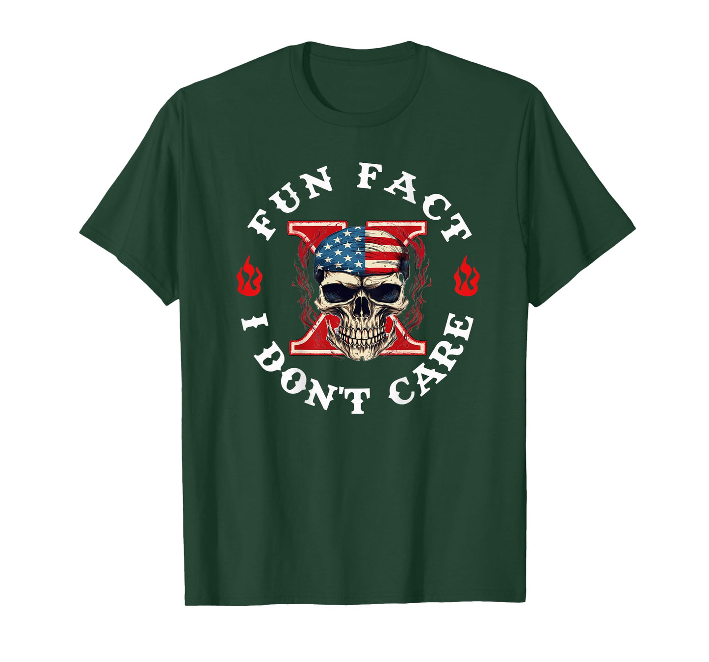 Fun Fact I Don't Care Funny Skeleton Sarcastic (ON Back) T-Shirt