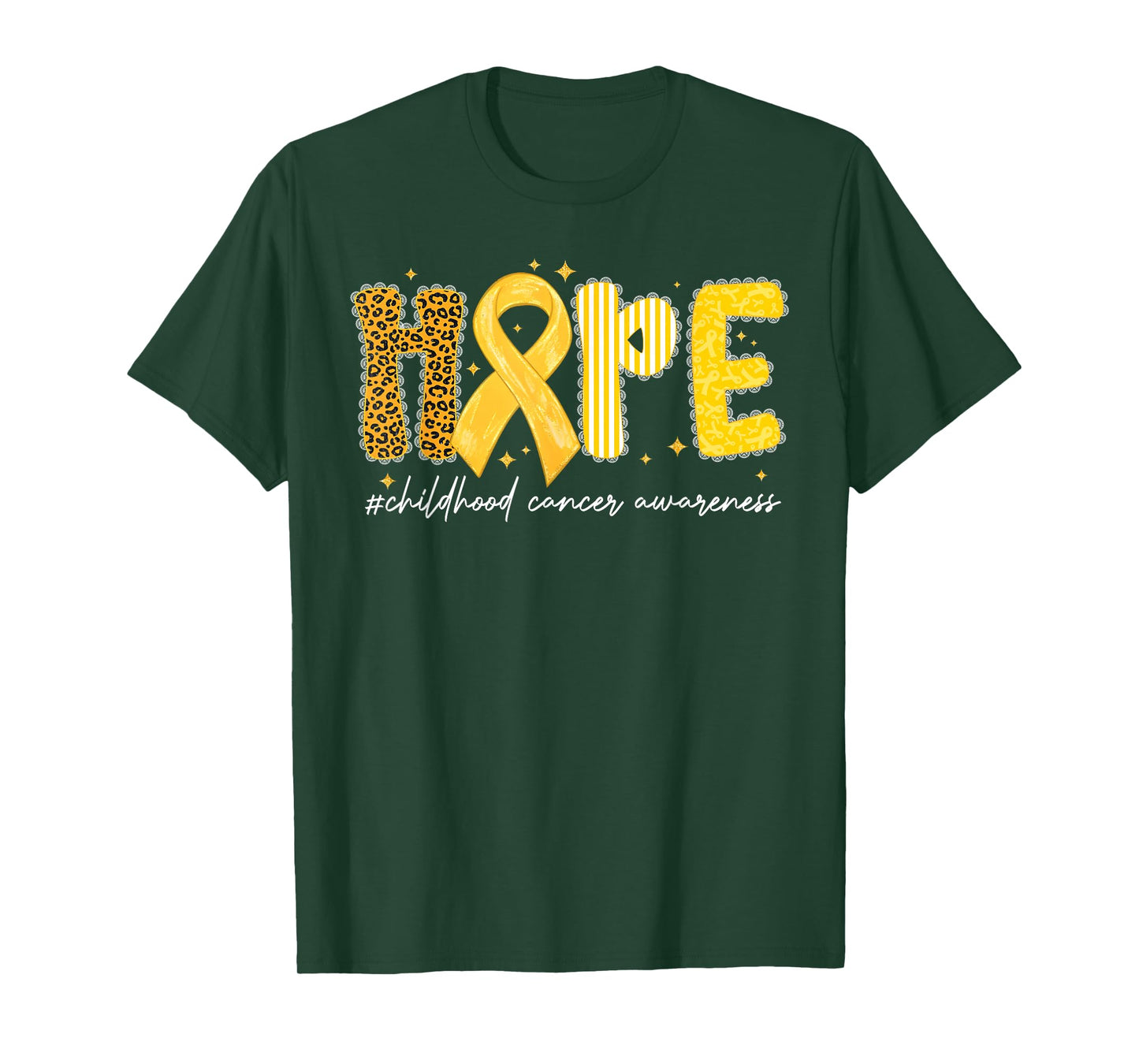 Leopard Hope Gold Ribbon Childhood Cancer Awareness T-Shirt