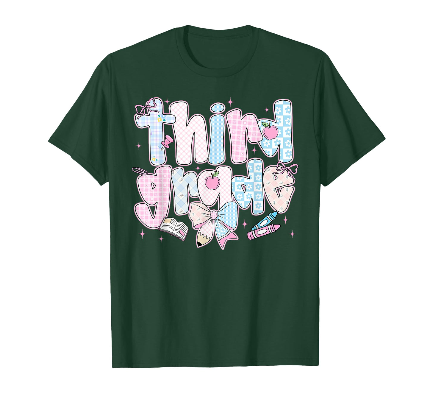 Back To School Third Grade Coquette Pencil Bow First Day T-Shirt