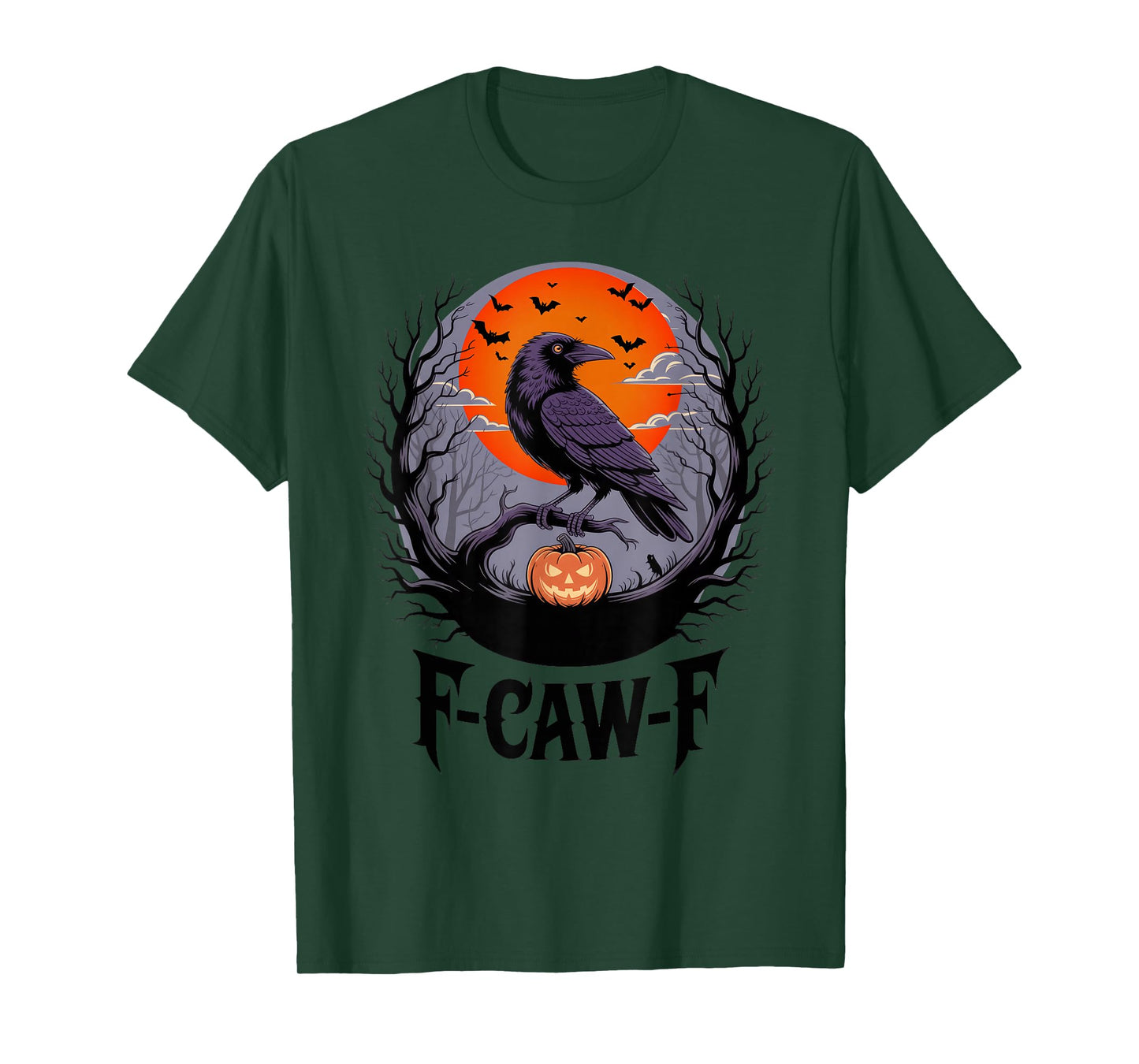 F-Caw-F Crow Sunset Pumpkin Halloween T-Shirt