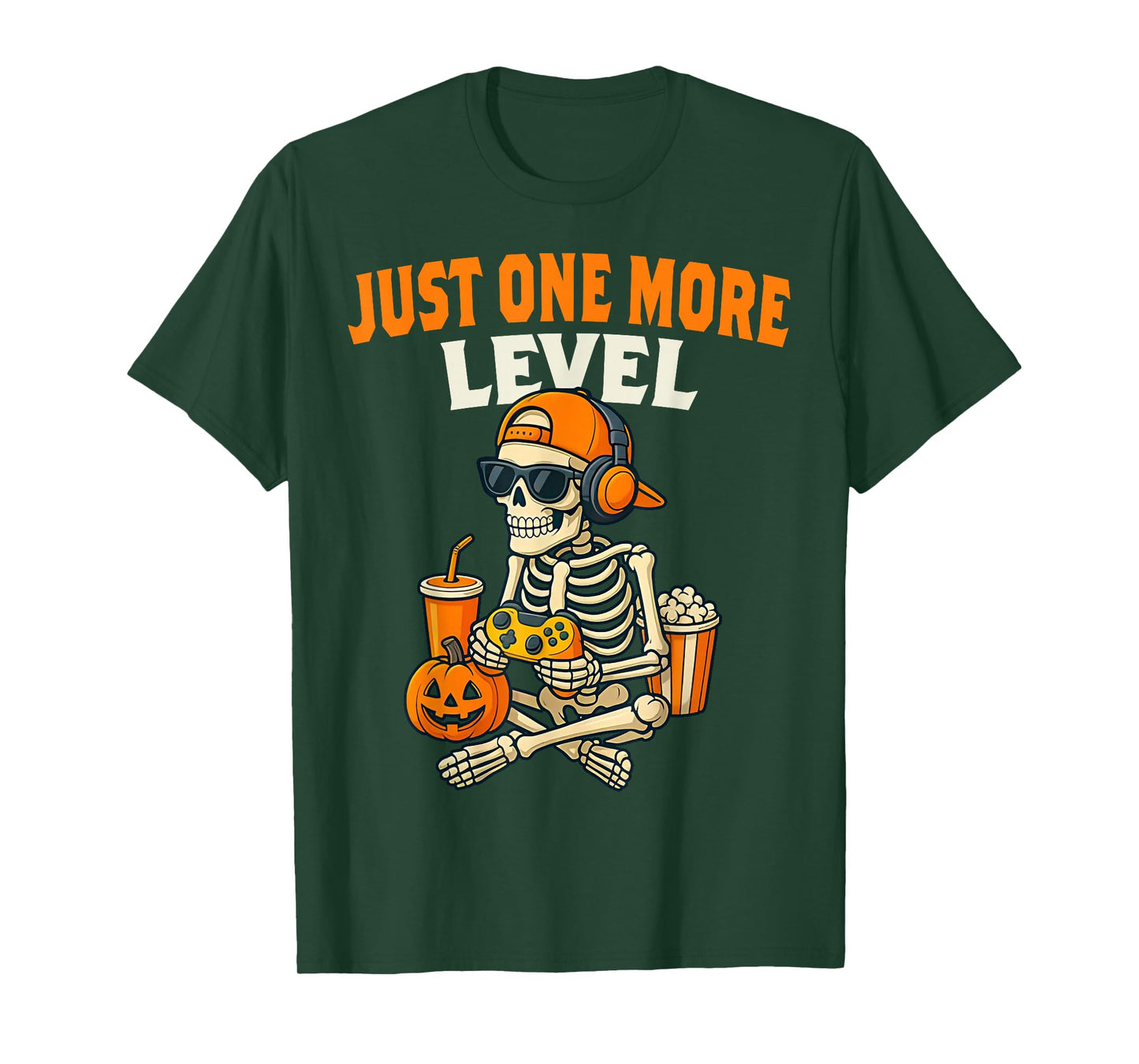 Spooky Gamer One More Level Halloween Skeleton Gaming Boys T-Shirt