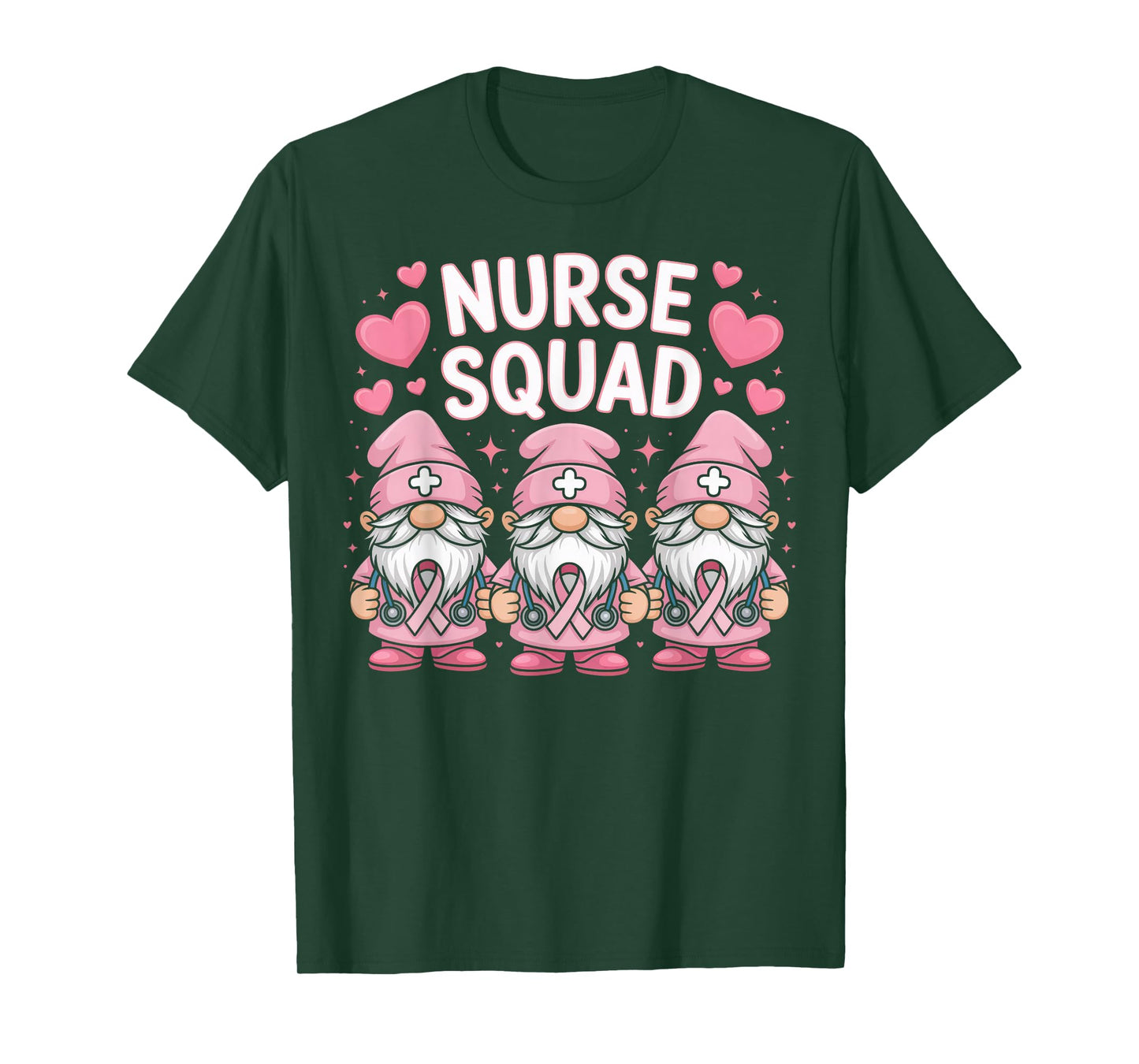 Pink Nurse Gnomes Squad Breast Cancer Awareness Gifts T-Shirt