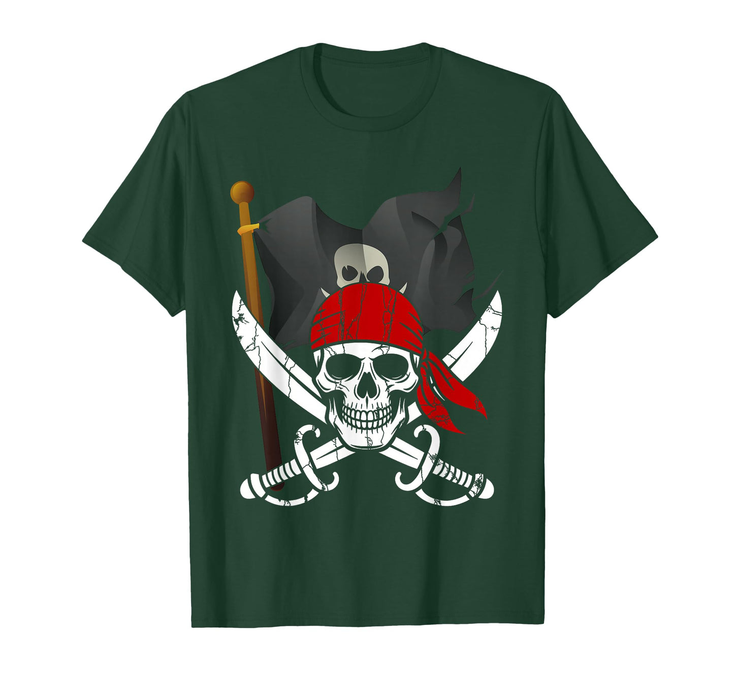 Skull Crossbones Skeleton Jolly Roger Flag Halloween T-Shirt